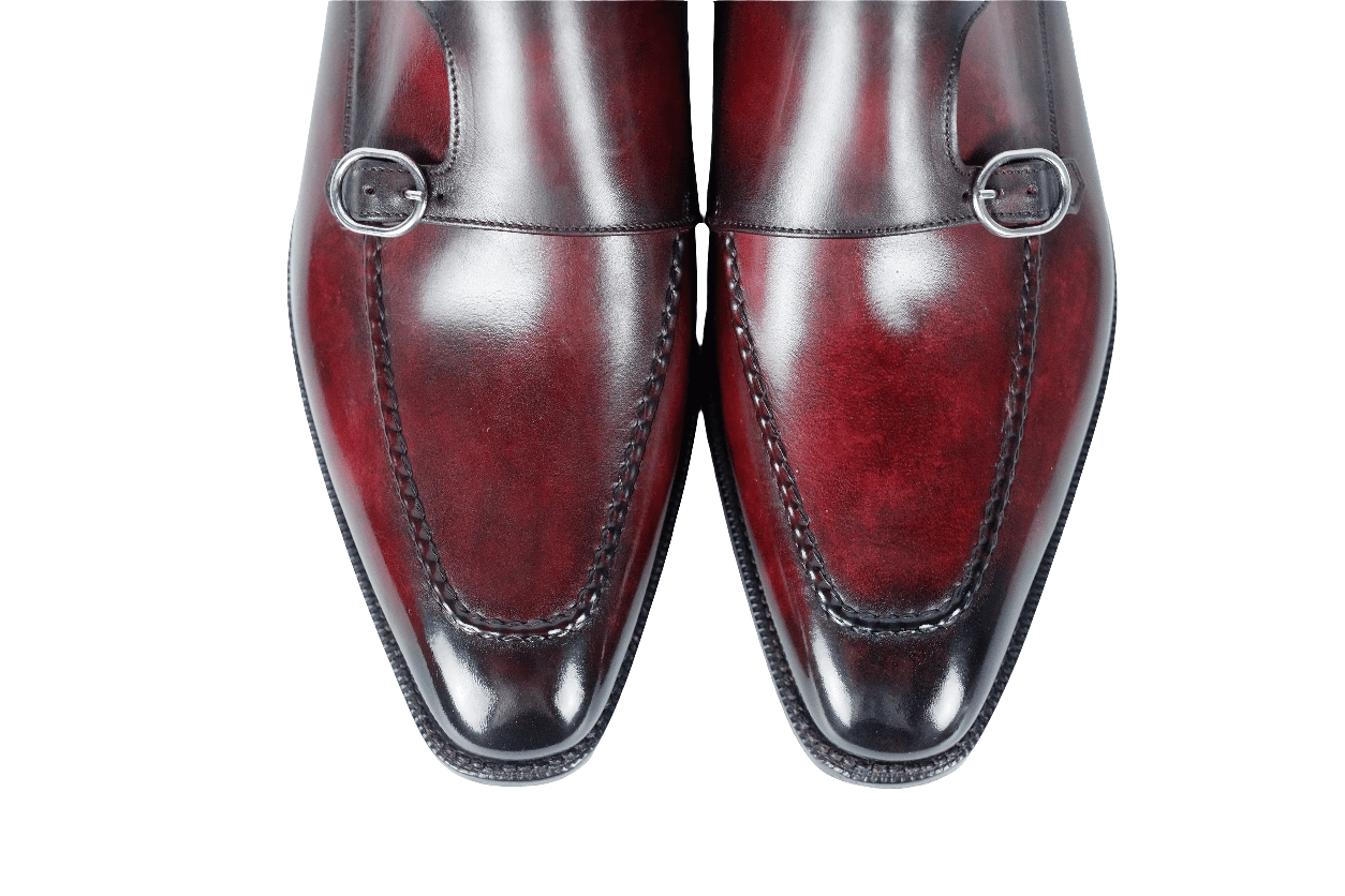 Montlake - Burnished Marbled Burgundy Patina - GMTO-Custom Patina Double Monk Strap Monkstraps-J.FitzPatrick Footwear - GMTO-J.FitzPatrick Footwear