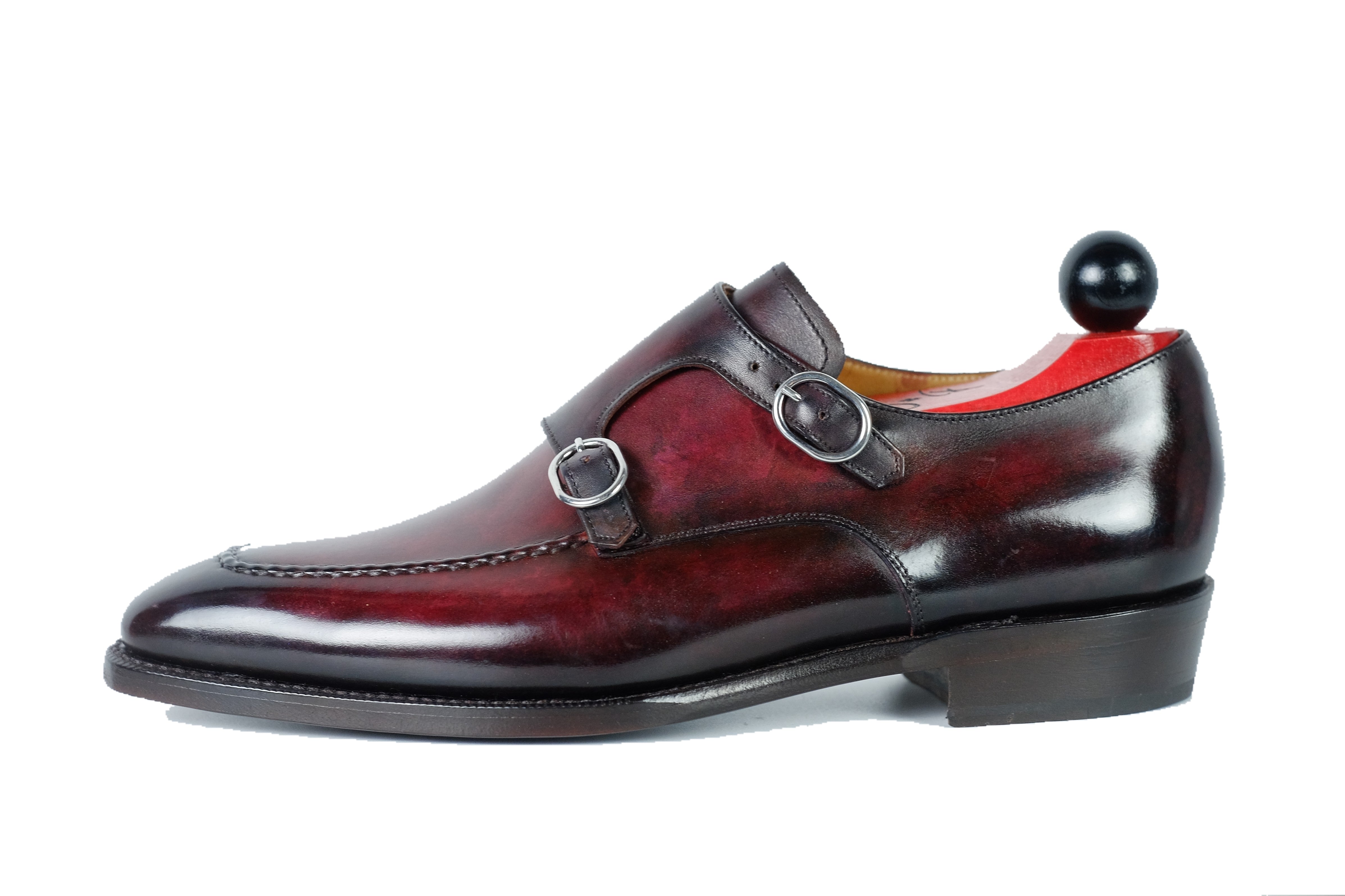 Montlake - Burnished Marbled Burgundy Patina - GMTO-Custom Patina Double Monk Strap Monkstraps-J.FitzPatrick Footwear - GMTO-J.FitzPatrick Footwear