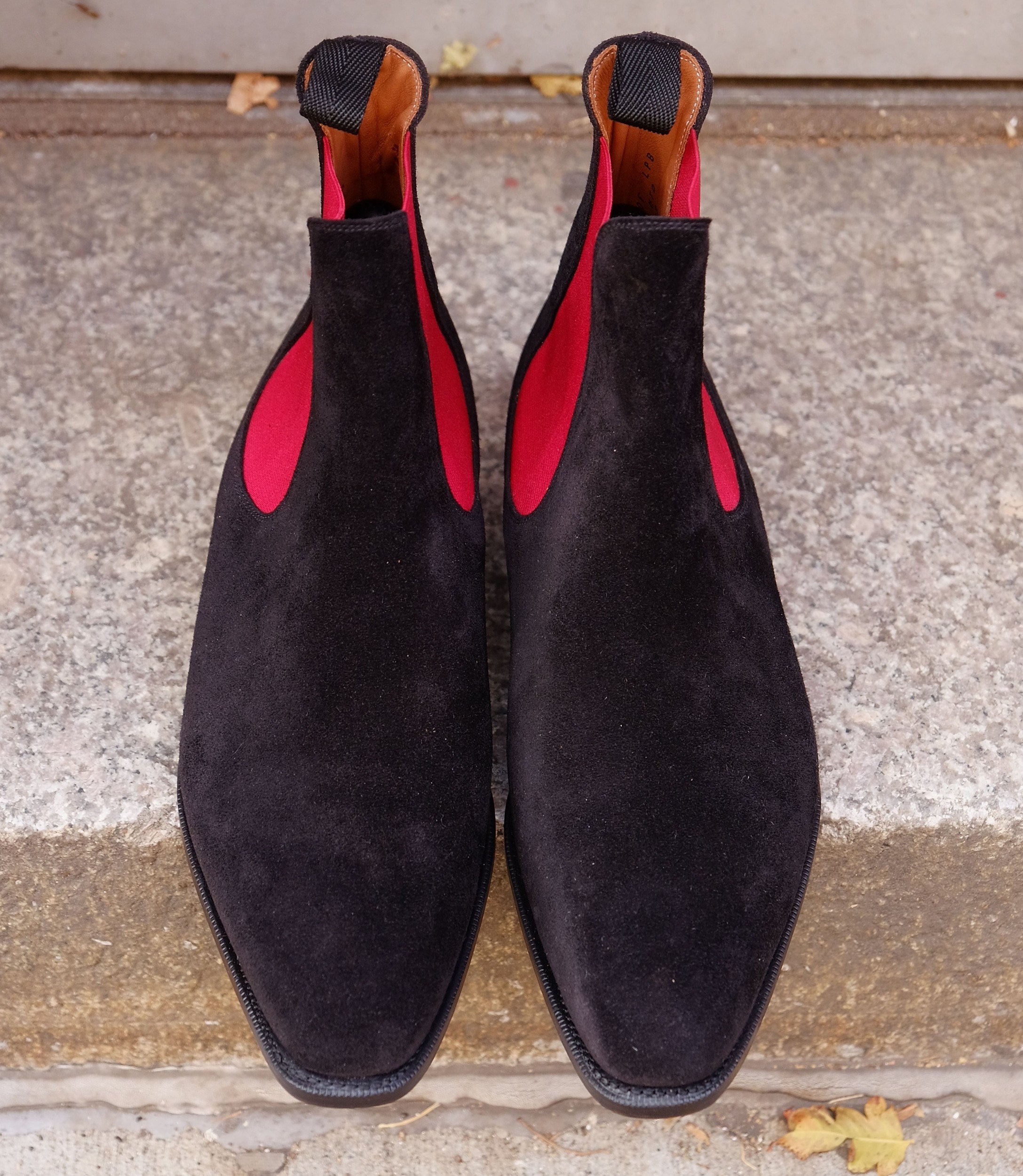Alki - MTO - Black Suede / Red Gore - LPB Last - Single Leather Sole-Made To Order Chelsea Boots-J.FitzPatrick Footwear