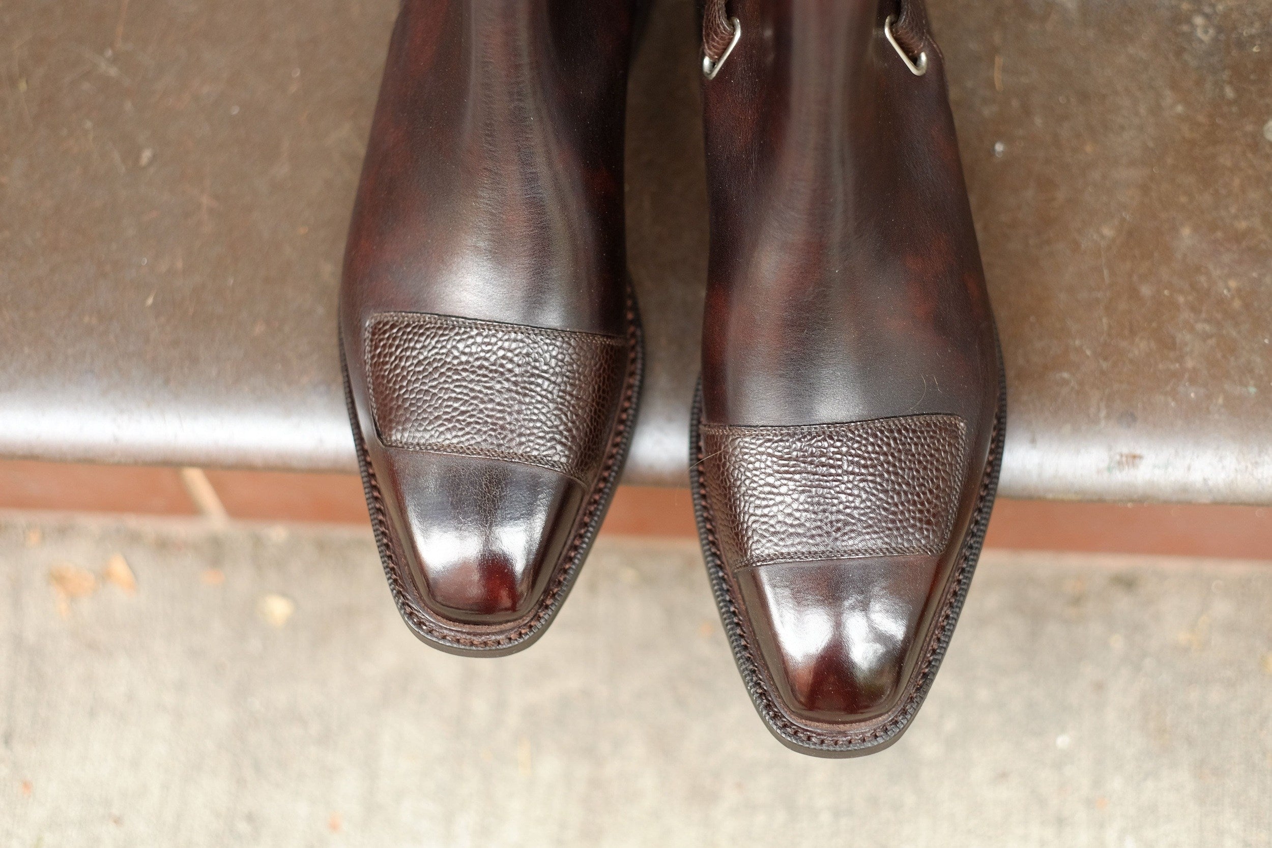 Barbosa - MTO - Dark Brown Museum Calf / Mid Brown Scotch Grain - MGF Last - Studded Rubber Sole - Storm Welt-Made To Order Jodhpur Boots-J.FitzPatrick Footwear
