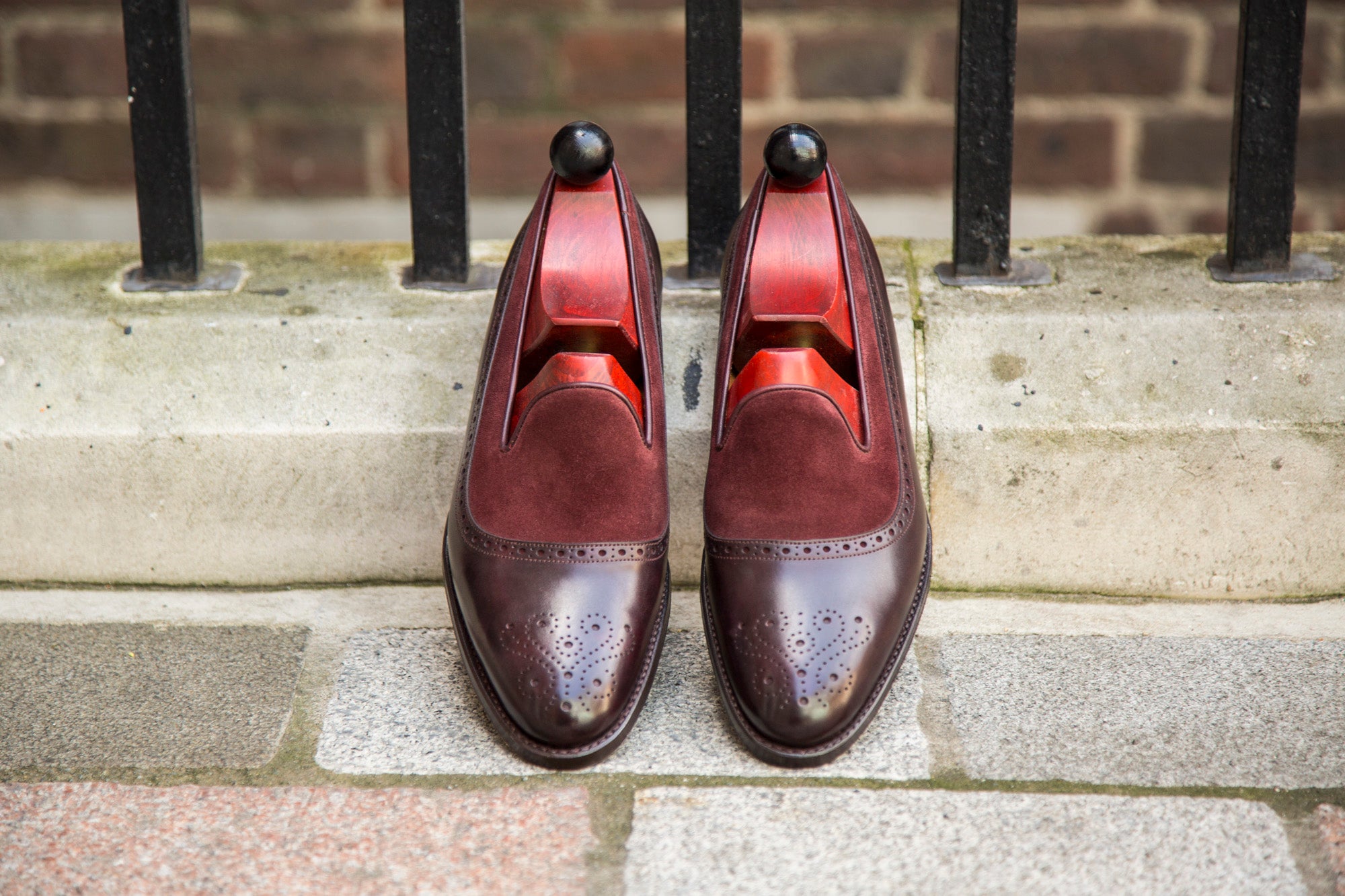 Bothell - MTO - Plum Museum Calf / Burgundy Suede - TMG Last - Single Leather Sole-Made To Order Slipper Loafer Brogue-J.FitzPatrick Footwear