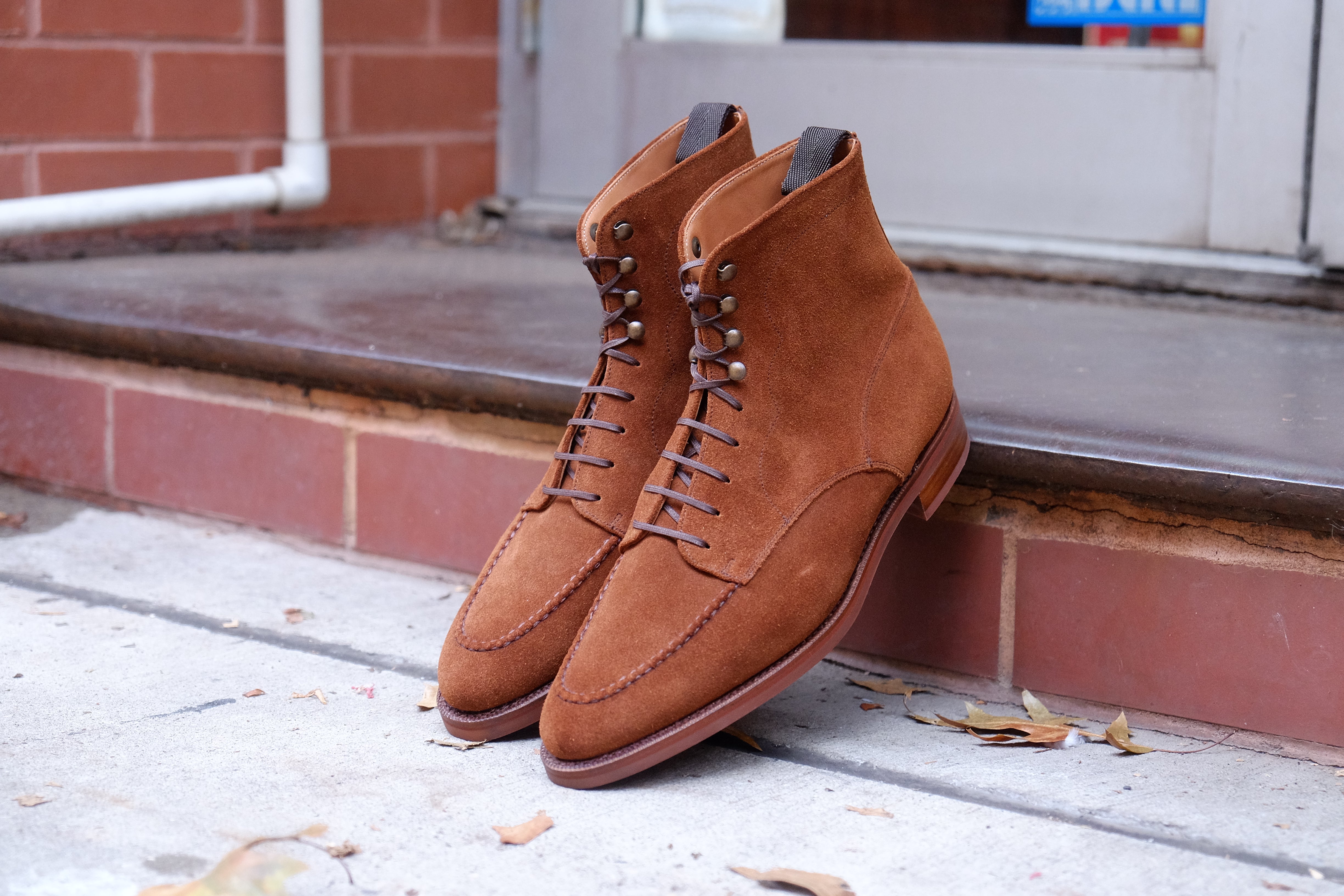 Bremerton - MTO - Snuff Suede - TMG Last - Single Brick Country Rubber Sole-Made To Order Lace Laceup Boots-J.FitzPatrick Footwear