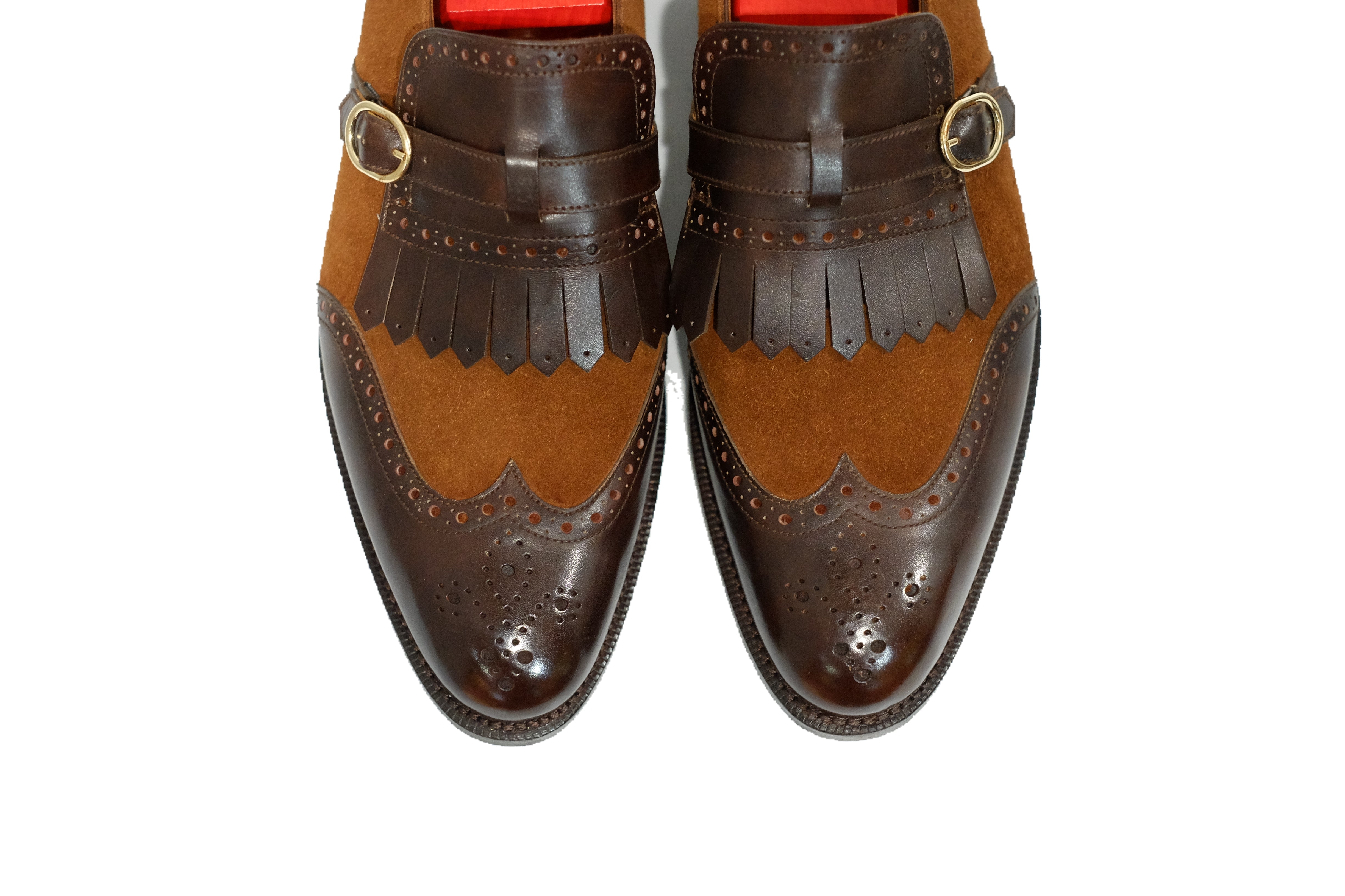 Camano MTO - Dark Mahogany Calf / Snuff Suede-Made To Order Single Monkstrap Wingtip Brogue-J.FitzPatrick Footwear