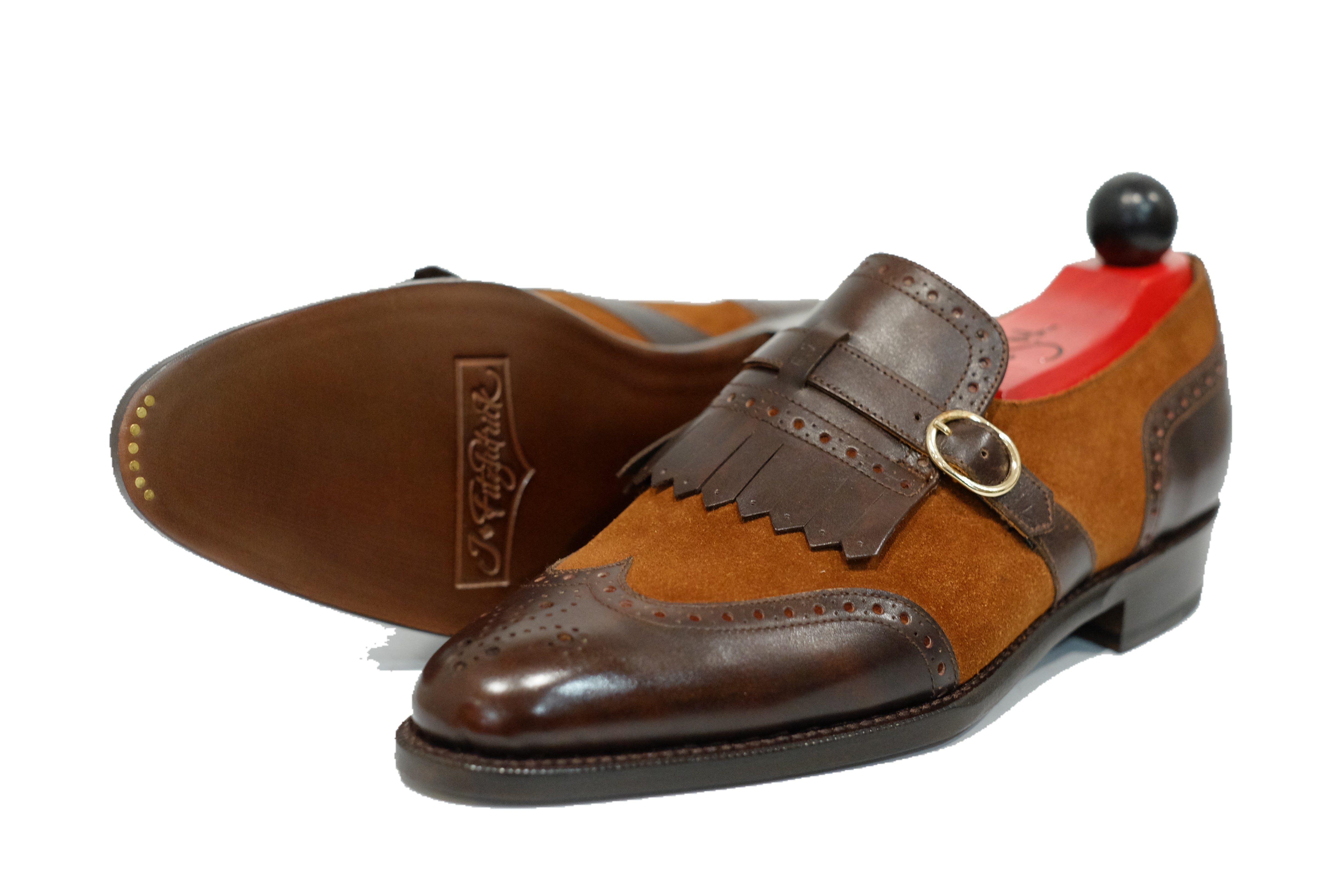 Camano MTO - Dark Mahogany Calf / Snuff Suede-Made To Order Single Monkstrap Wingtip Brogue-J.FitzPatrick Footwear