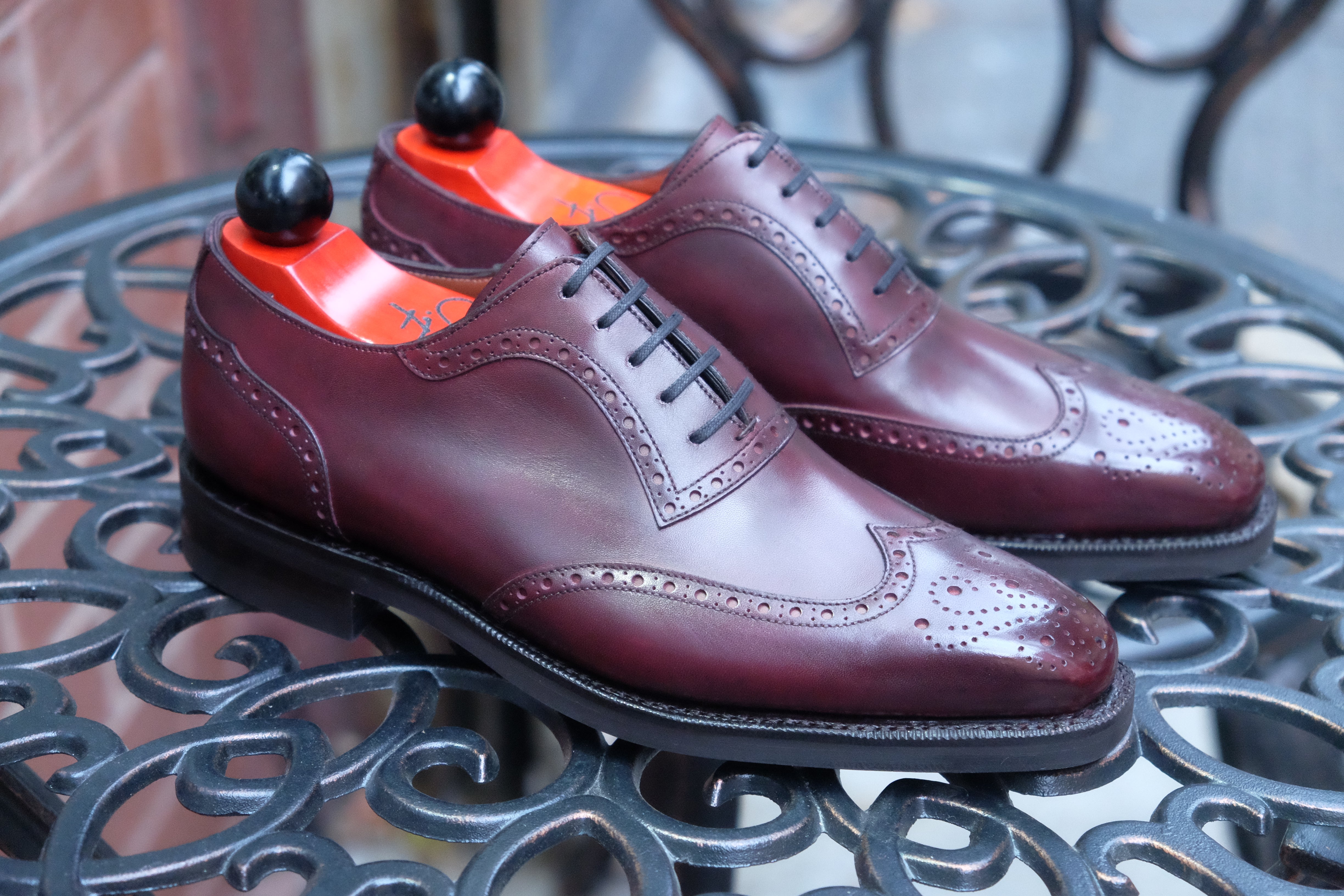 Couer d'Alene - MTO - Sangria Calf - MGF Last - Double Country Rubber Sole-Made To Order Wingtip Brogue Oxfords-J.FitzPatrick Footwear