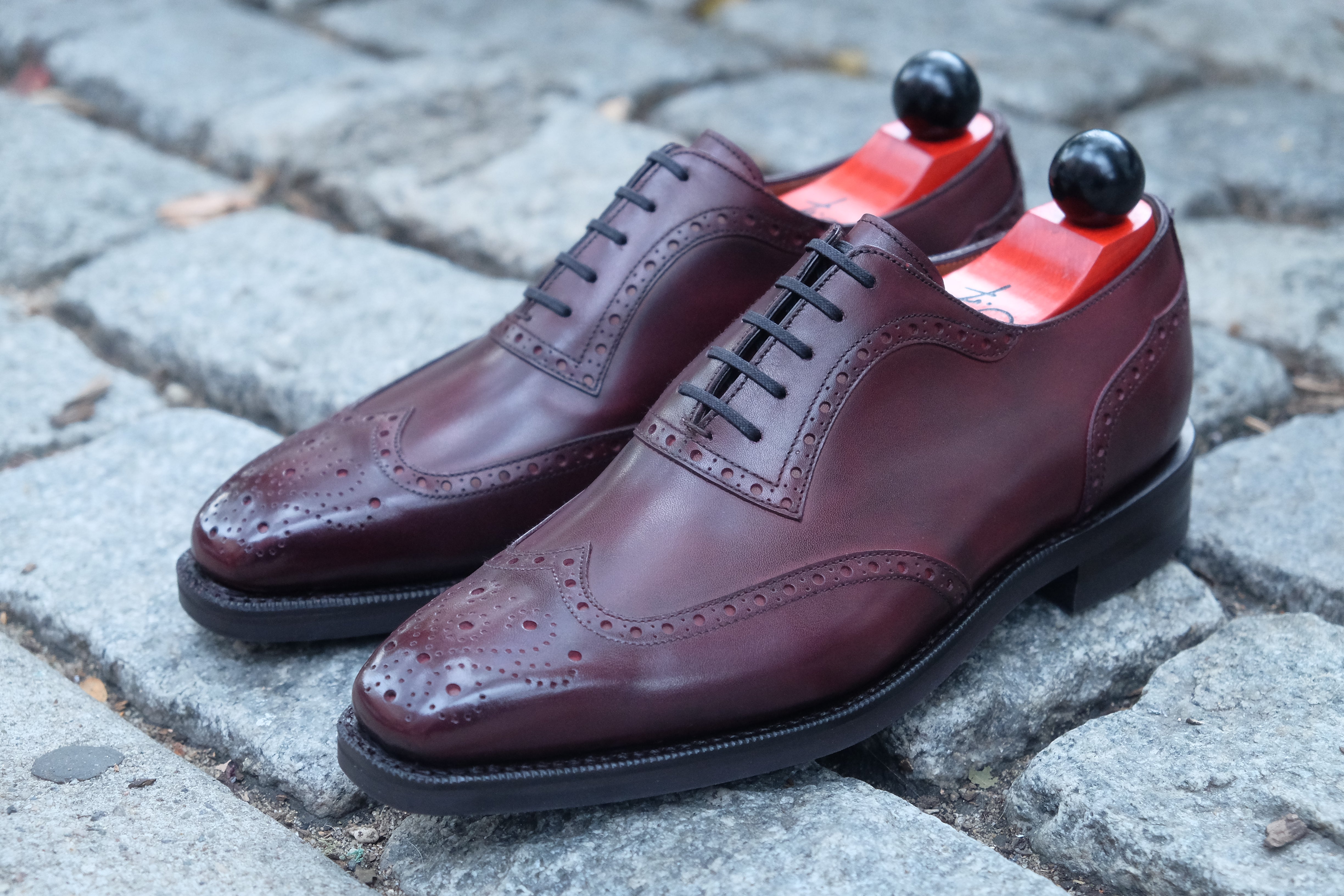 Couer d'Alene - MTO - Sangria Calf - MGF Last - Double Country Rubber Sole-Made To Order Wingtip Brogue Oxfords-J.FitzPatrick Footwear