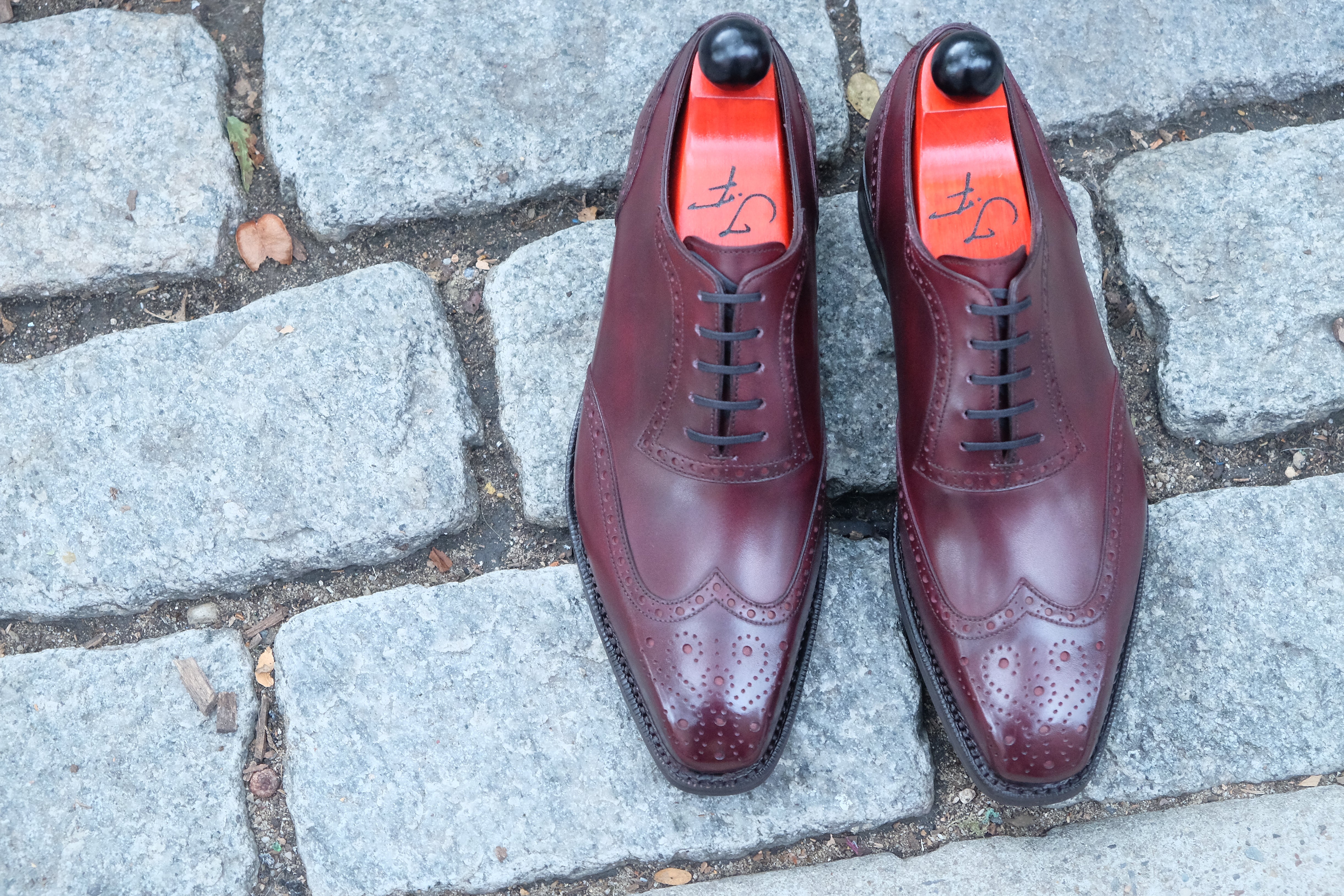 Couer d'Alene - MTO - Sangria Calf - MGF Last - Double Country Rubber Sole-Made To Order Wingtip Brogue Oxfords-J.FitzPatrick Footwear