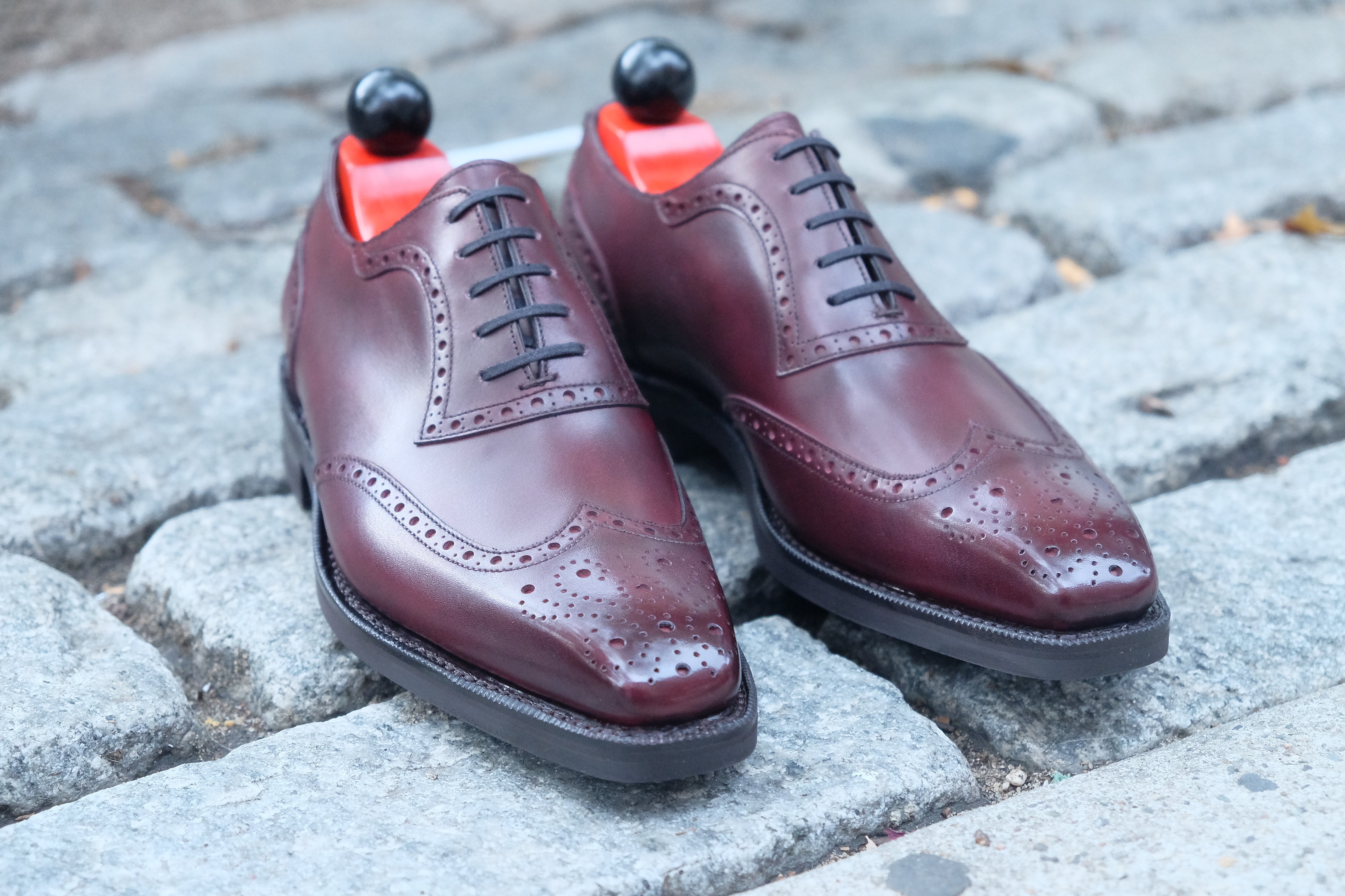 Couer d'Alene - MTO - Sangria Calf - MGF Last - Double Country Rubber Sole-Made To Order Wingtip Brogue Oxfords-J.FitzPatrick Footwear