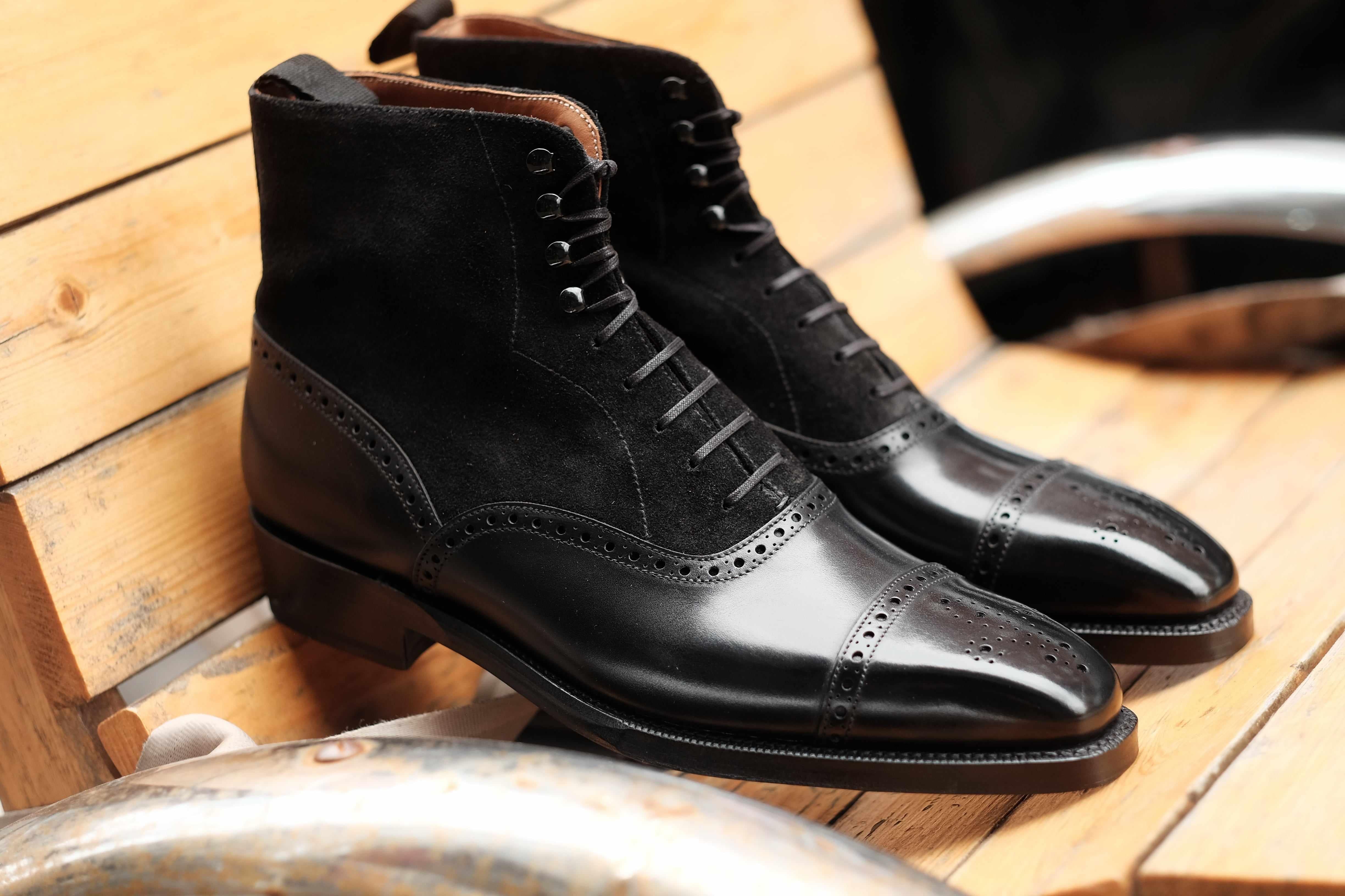 David - Black Calf / Black Suede-Balmoral Boots-J.FitzPatrick Footwear