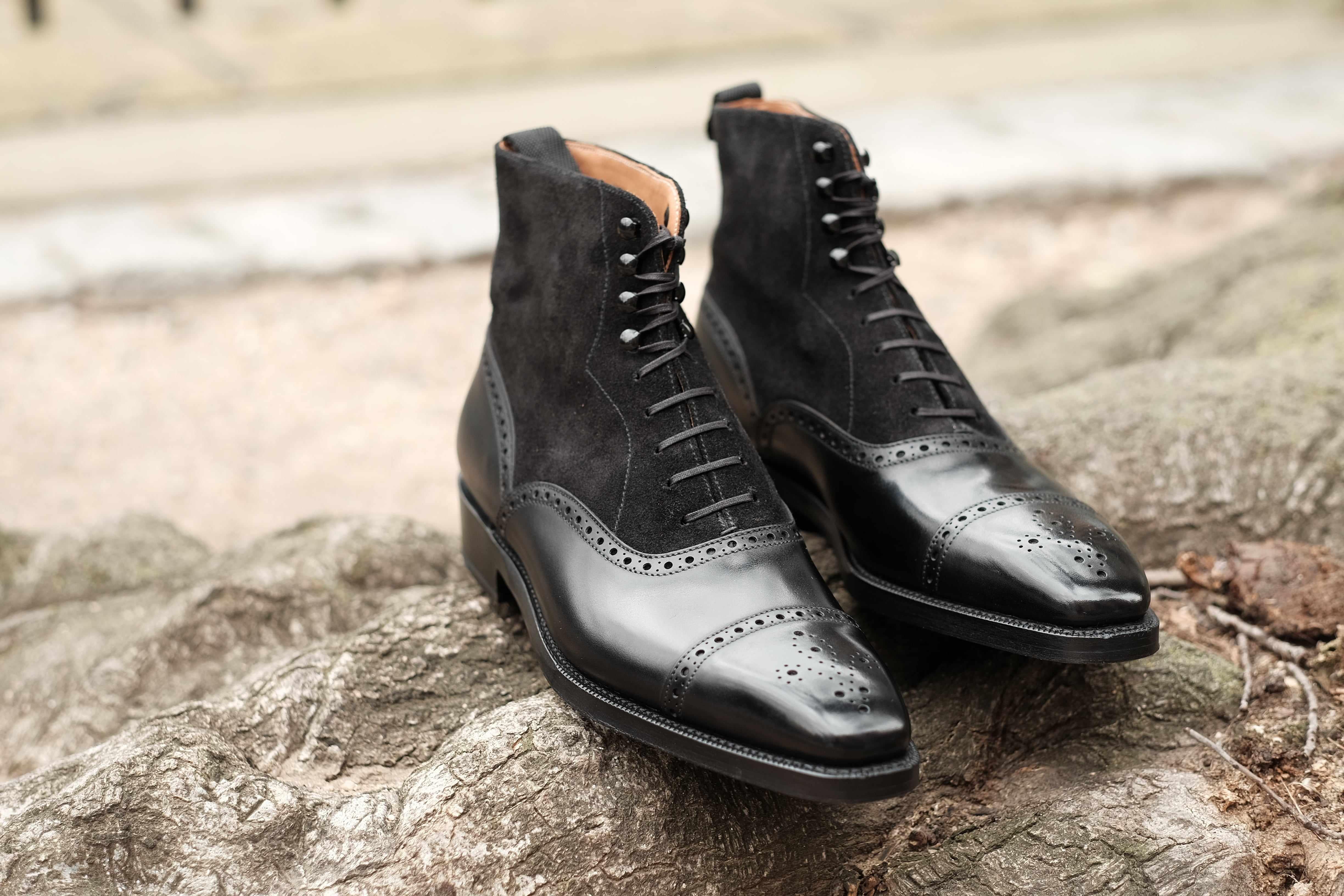 David - Black Calf / Black Suede-Balmoral Boots-J.FitzPatrick Footwear