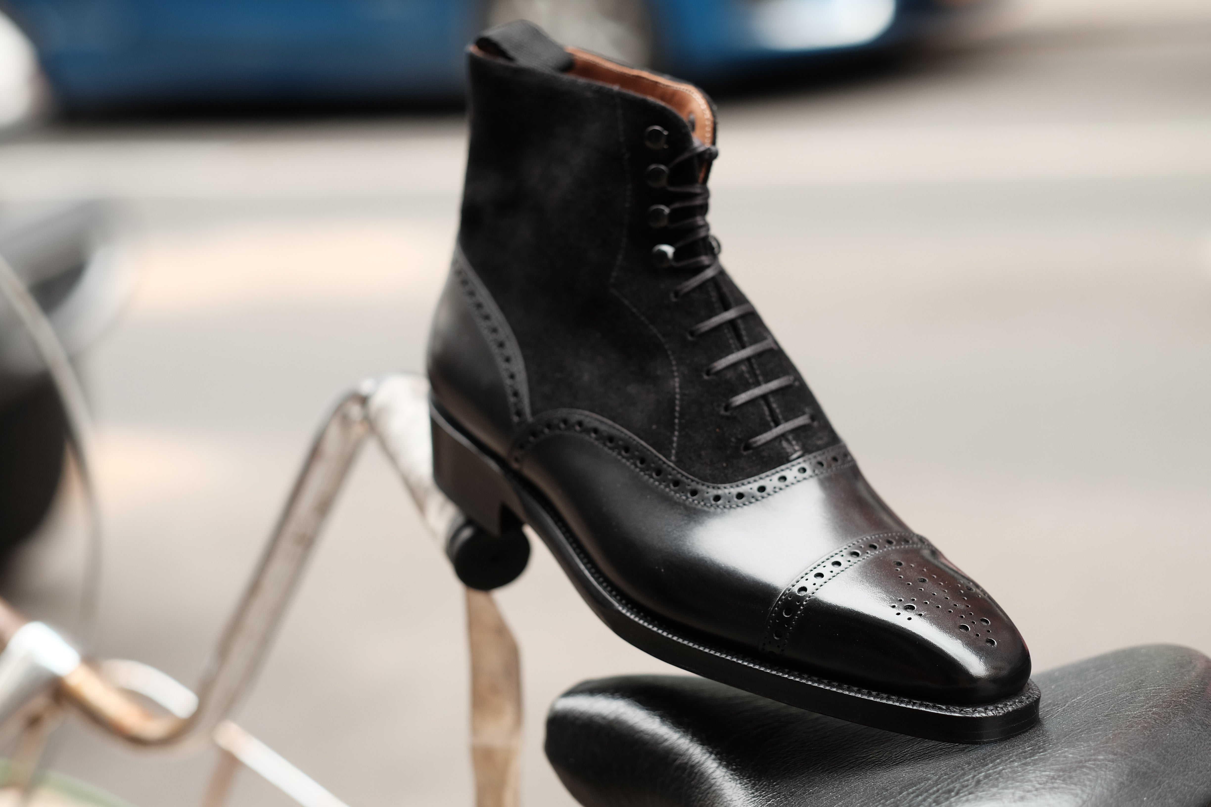 David - Black Calf / Black Suede-Balmoral Boots-J.FitzPatrick Footwear