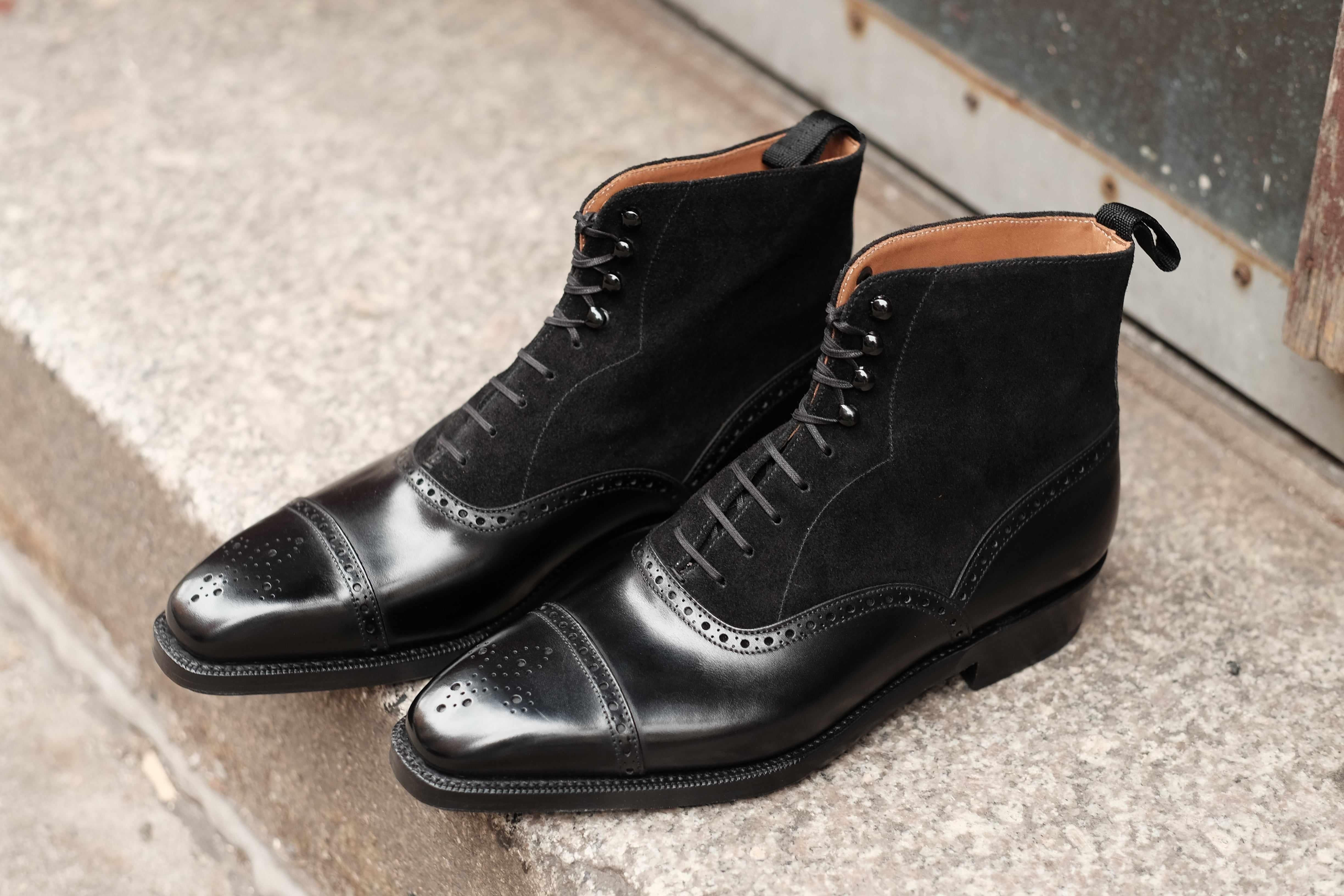 David - Black Calf / Black Suede-Balmoral Boots-J.FitzPatrick Footwear
