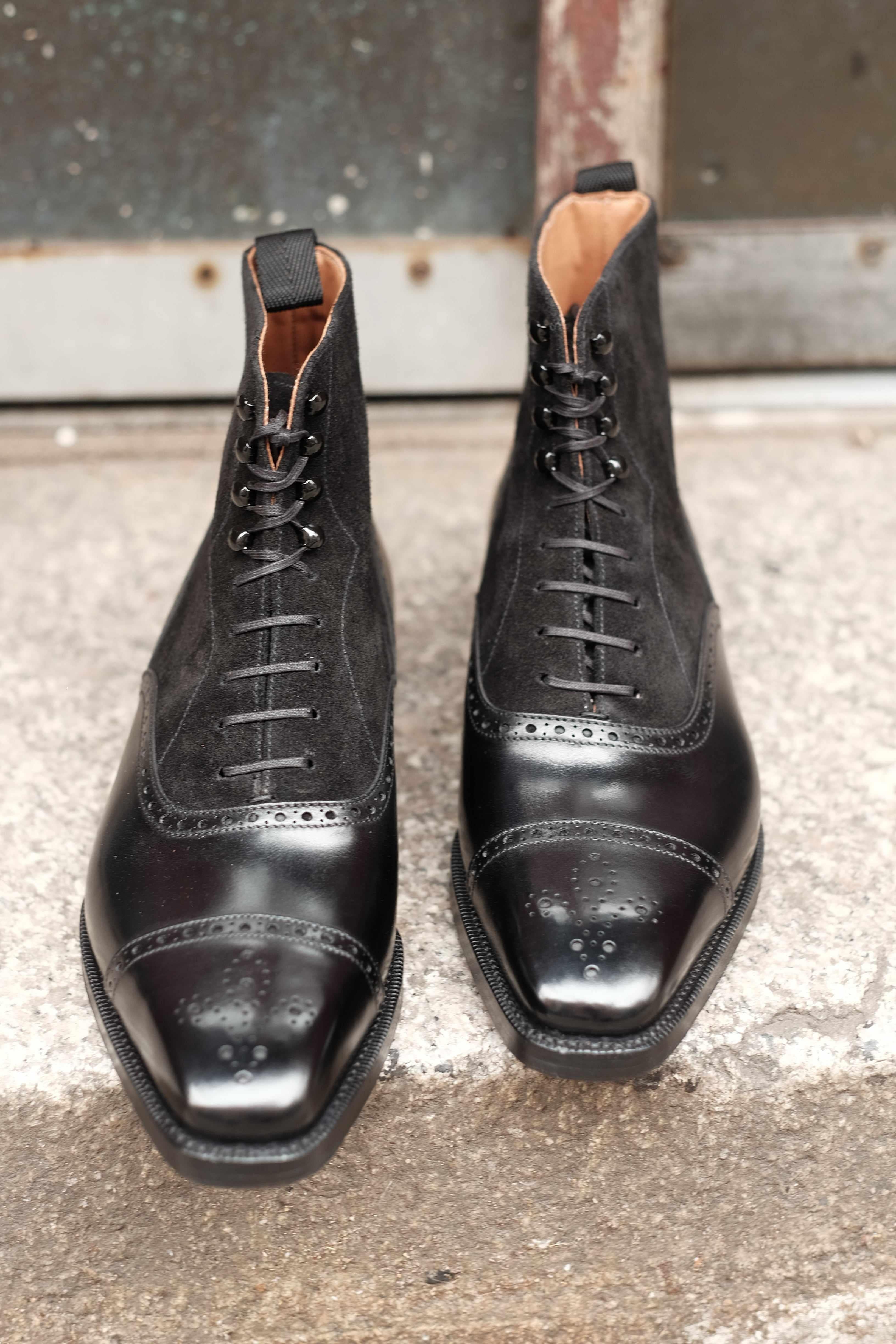 David - Black Calf / Black Suede-Balmoral Boots-J.FitzPatrick Footwear