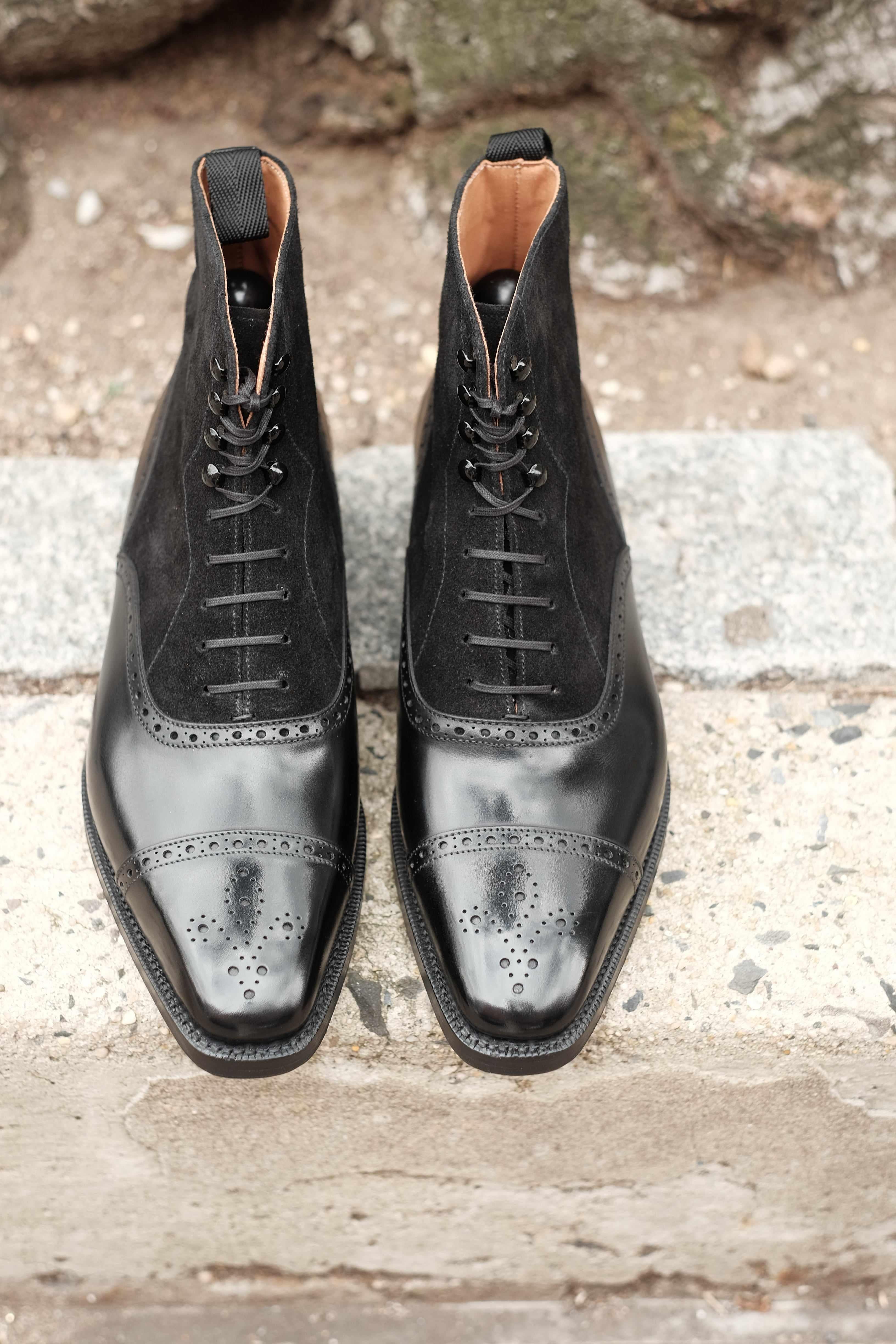 David - Black Calf / Black Suede-Balmoral Boots-J.FitzPatrick Footwear