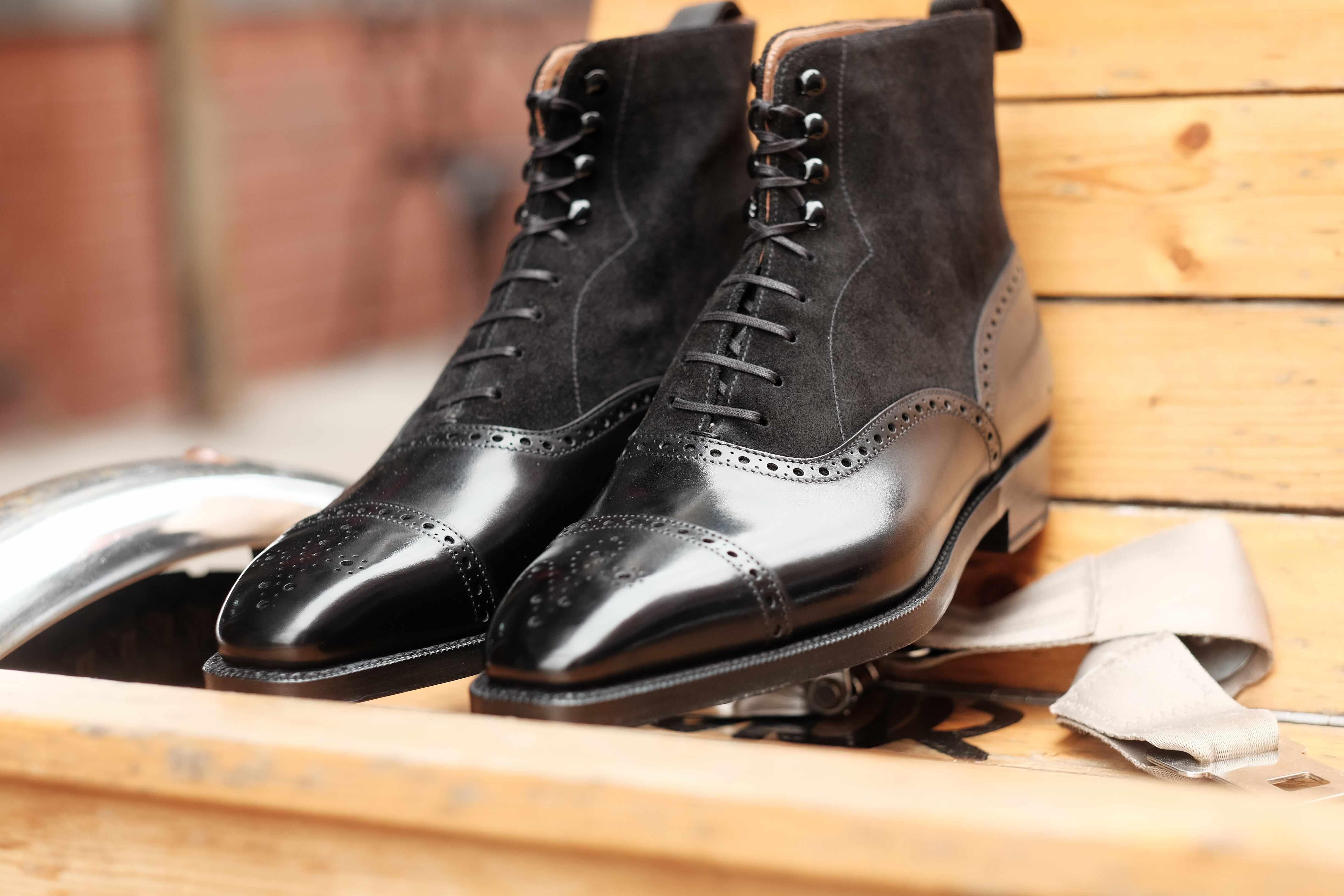 David - Black Calf / Black Suede-Balmoral Boots-J.FitzPatrick Footwear