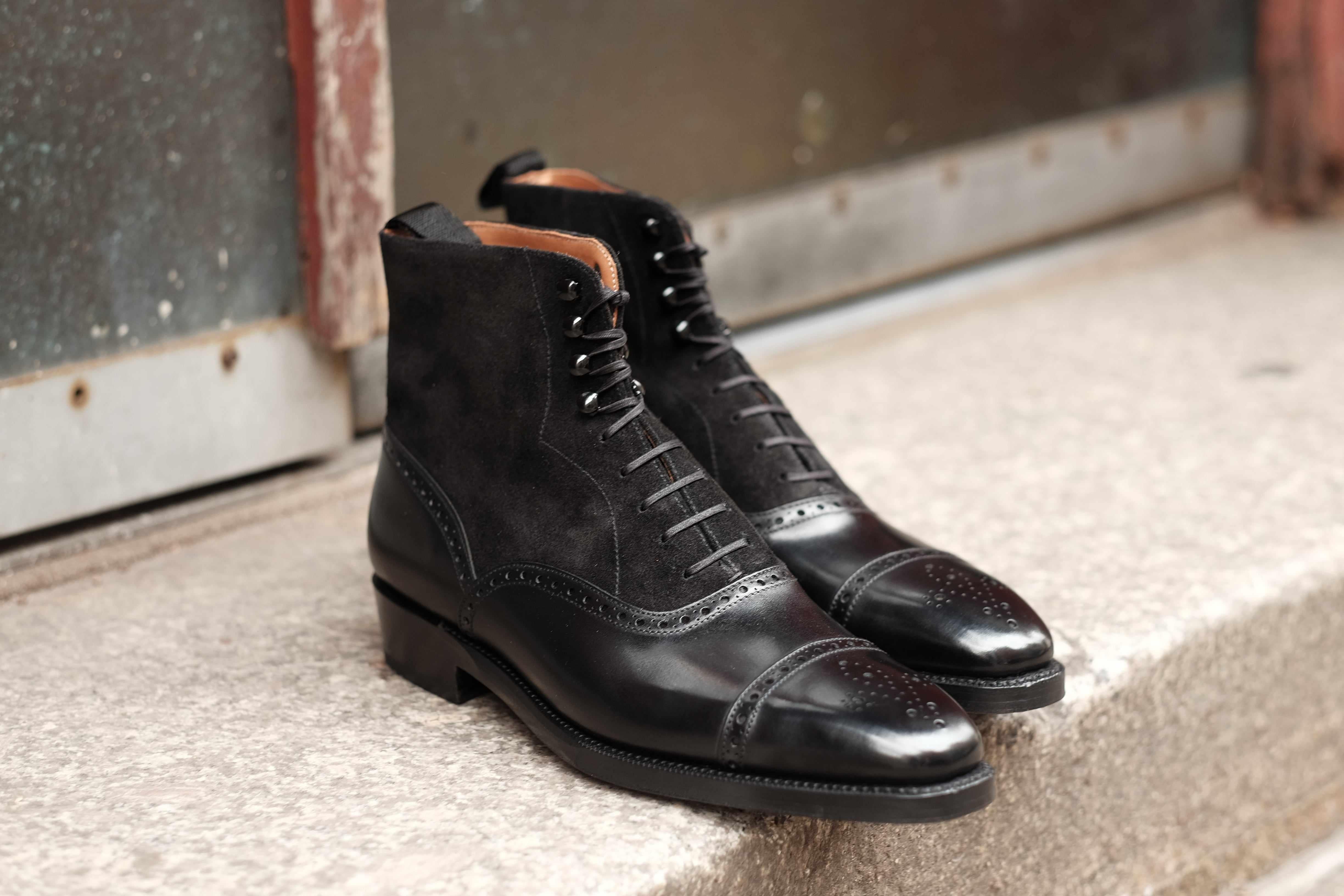 David - Black Calf / Black Suede-Balmoral Boots-J.FitzPatrick Footwear