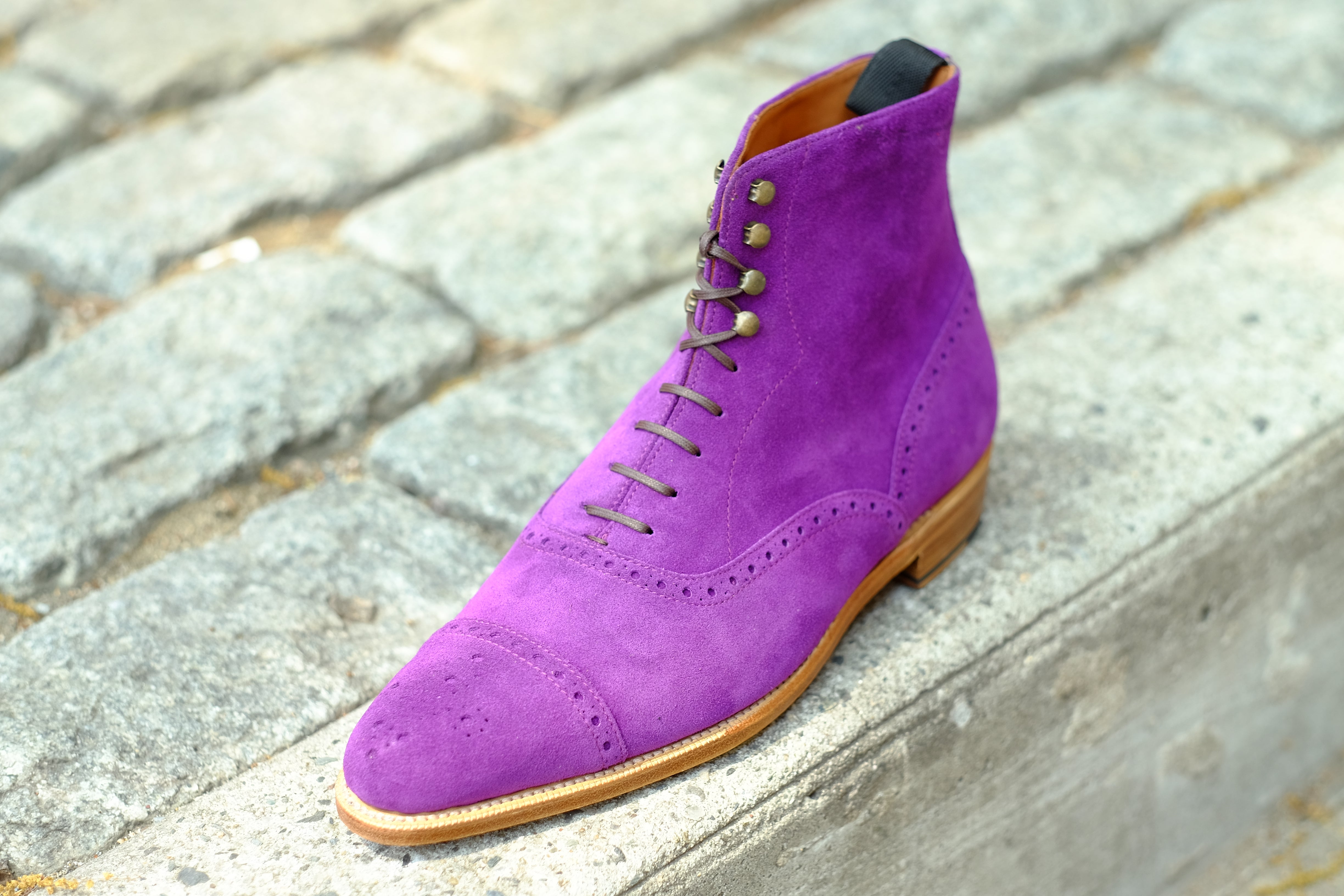 David - MTO - Purple Suede - JKF Last - Single Leather Sole-Made To Order Boot Lace Laceup Oxford Balmoral-J.FitzPatrick Footwear
