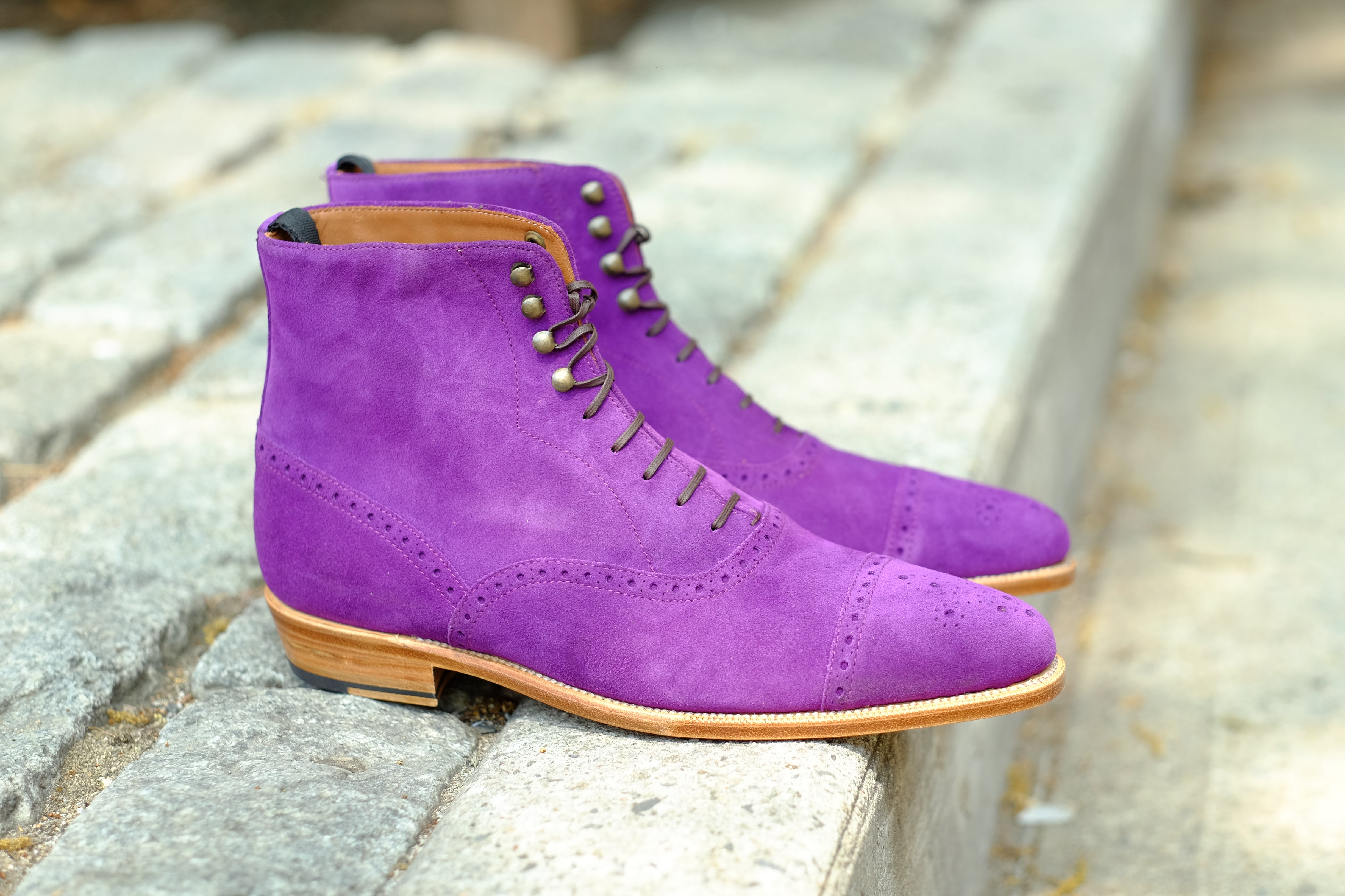David - MTO - Purple Suede - JKF Last - Single Leather Sole-Made To Order Boot Lace Laceup Oxford Balmoral-J.FitzPatrick Footwear