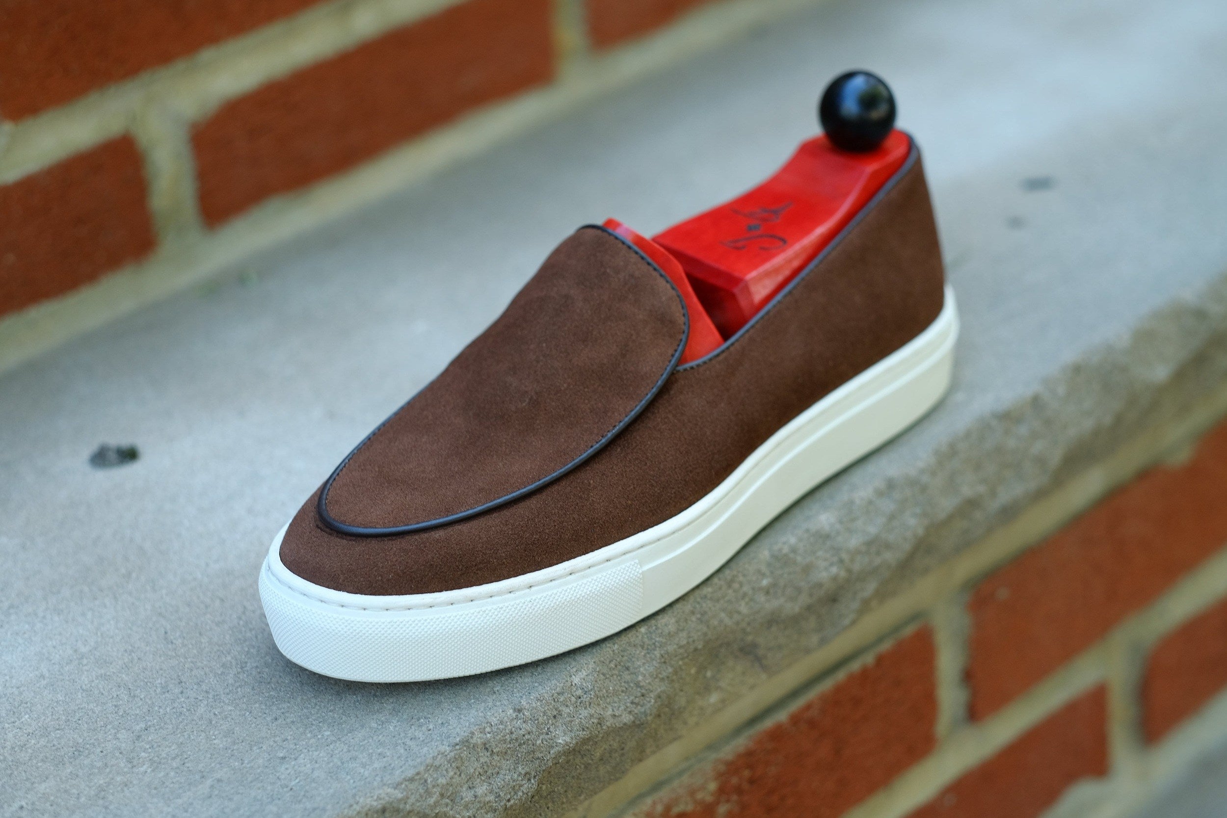 Ellensburg - Brown Suede / Brown Calf Piping - PRE SALE-Slip On Sneakers-J.FitzPatrick Footwear