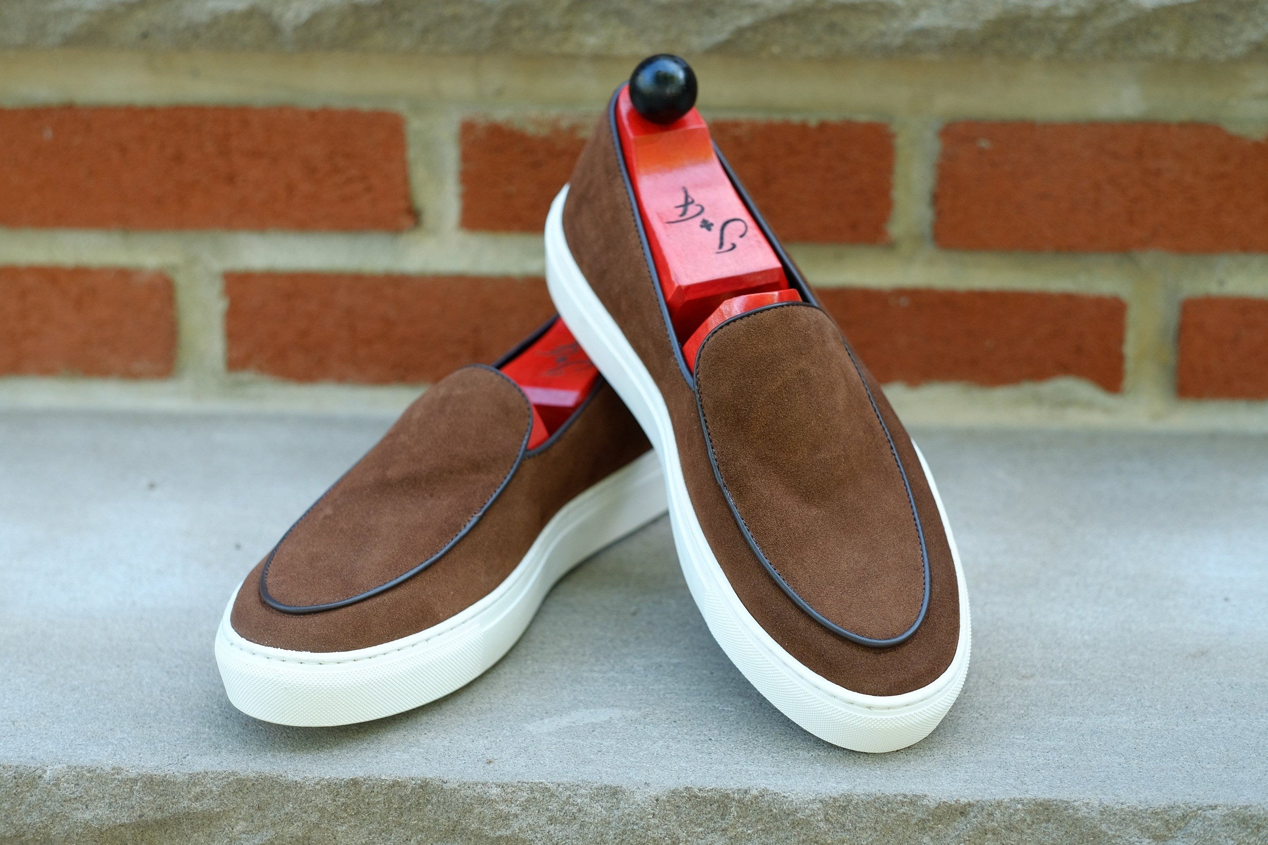 Ellensburg - Brown Suede / Brown Calf Piping - PRE SALE-Slip On Sneakers-J.FitzPatrick Footwear