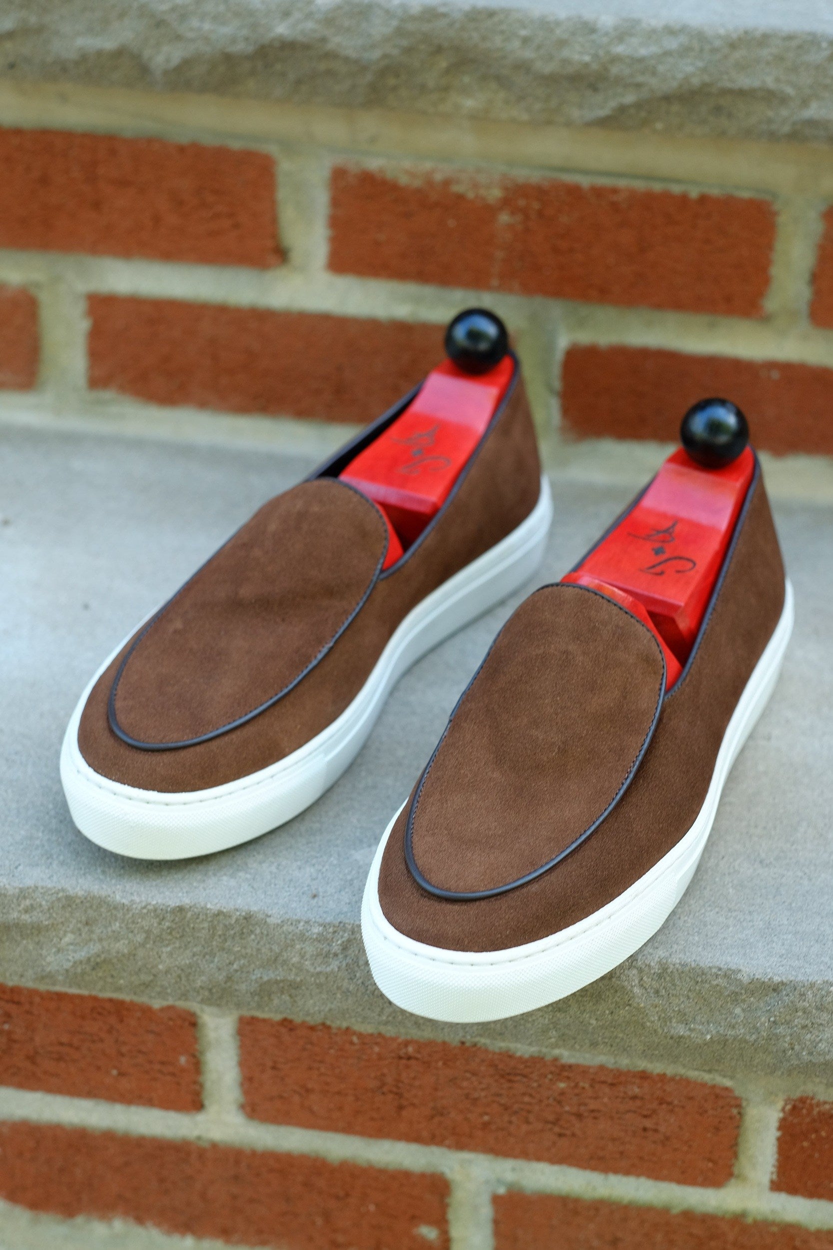 Ellensburg - Brown Suede / Brown Calf Piping - PRE SALE-Slip On Sneakers-J.FitzPatrick Footwear