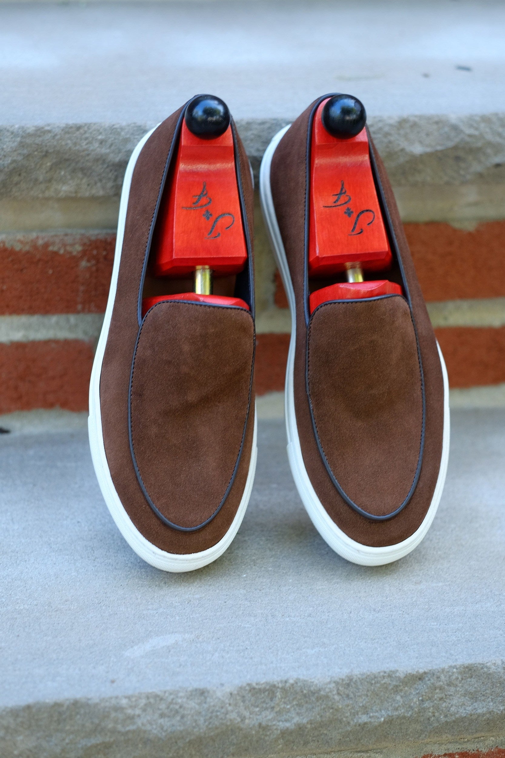 Ellensburg - Brown Suede / Brown Calf Piping - PRE SALE-Slip On Sneakers-J.FitzPatrick Footwear