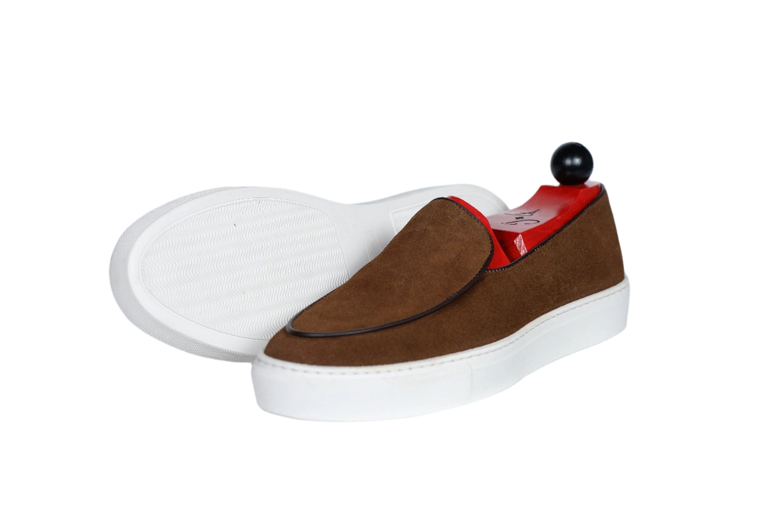 Ellensburg - Brown Suede / Brown Calf Piping - PRE SALE-Slip On Sneakers-J.FitzPatrick Footwear