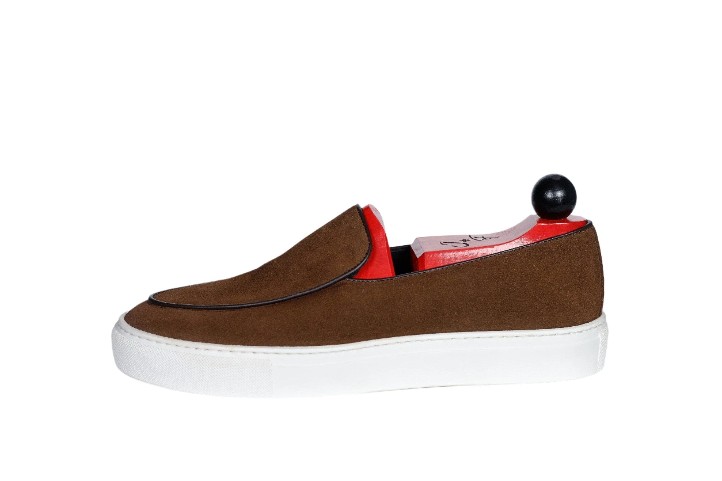 Ellensburg - Brown Suede / Brown Calf Piping - PRE SALE-Slip On Sneakers-J.FitzPatrick Footwear