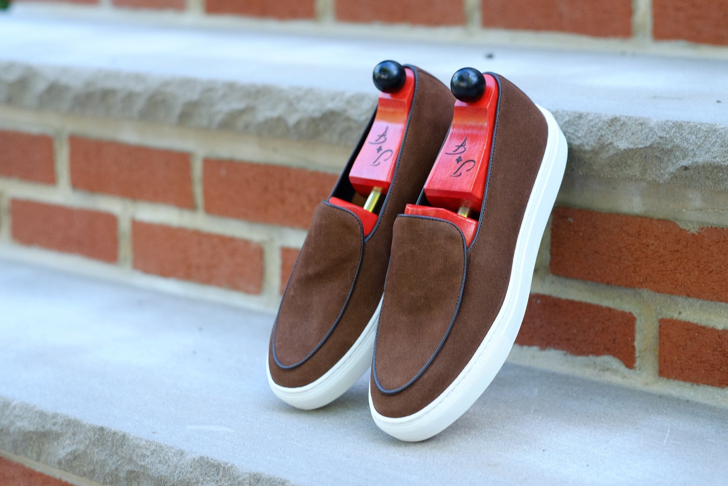 Ellensburg - Brown Suede / Brown Calf Piping - PRE SALE-Slip On Sneakers-J.FitzPatrick Footwear