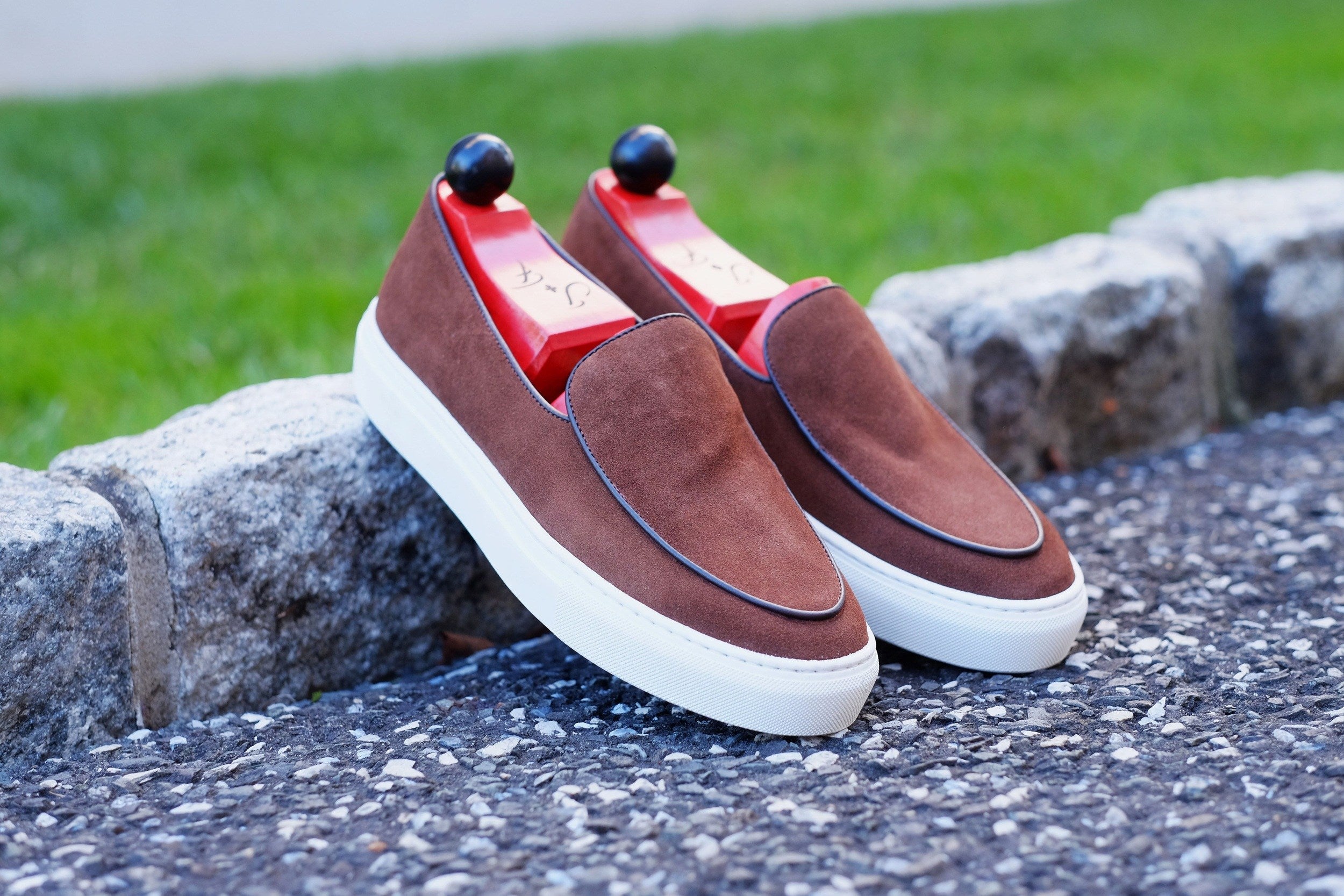 Ellensburg - Brown Suede / Brown Calf Piping - PRE SALE-Slip On Sneakers-J.FitzPatrick Footwear