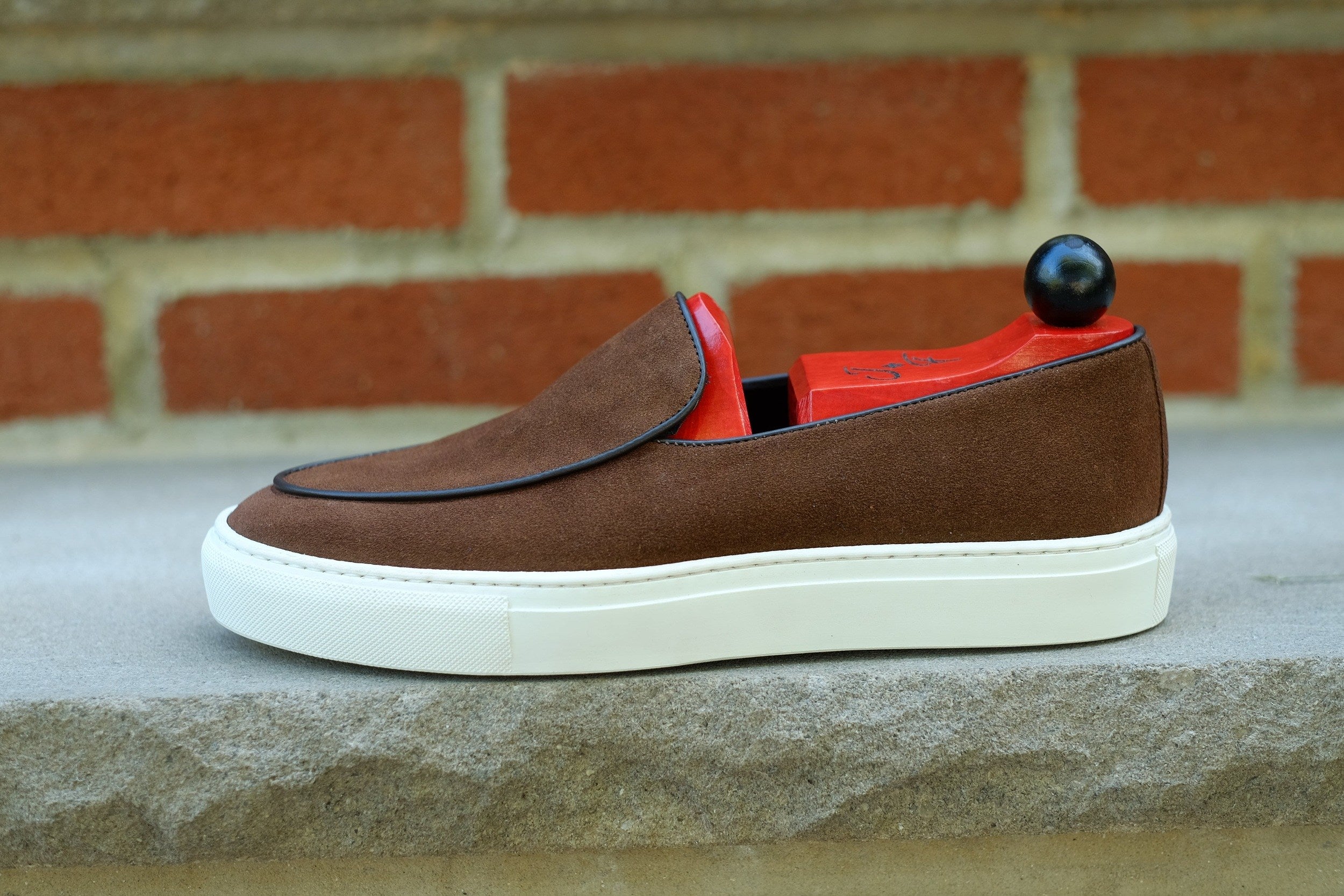 Ellensburg - Brown Suede / Brown Calf Piping - PRE SALE-Slip On Sneakers-J.FitzPatrick Footwear