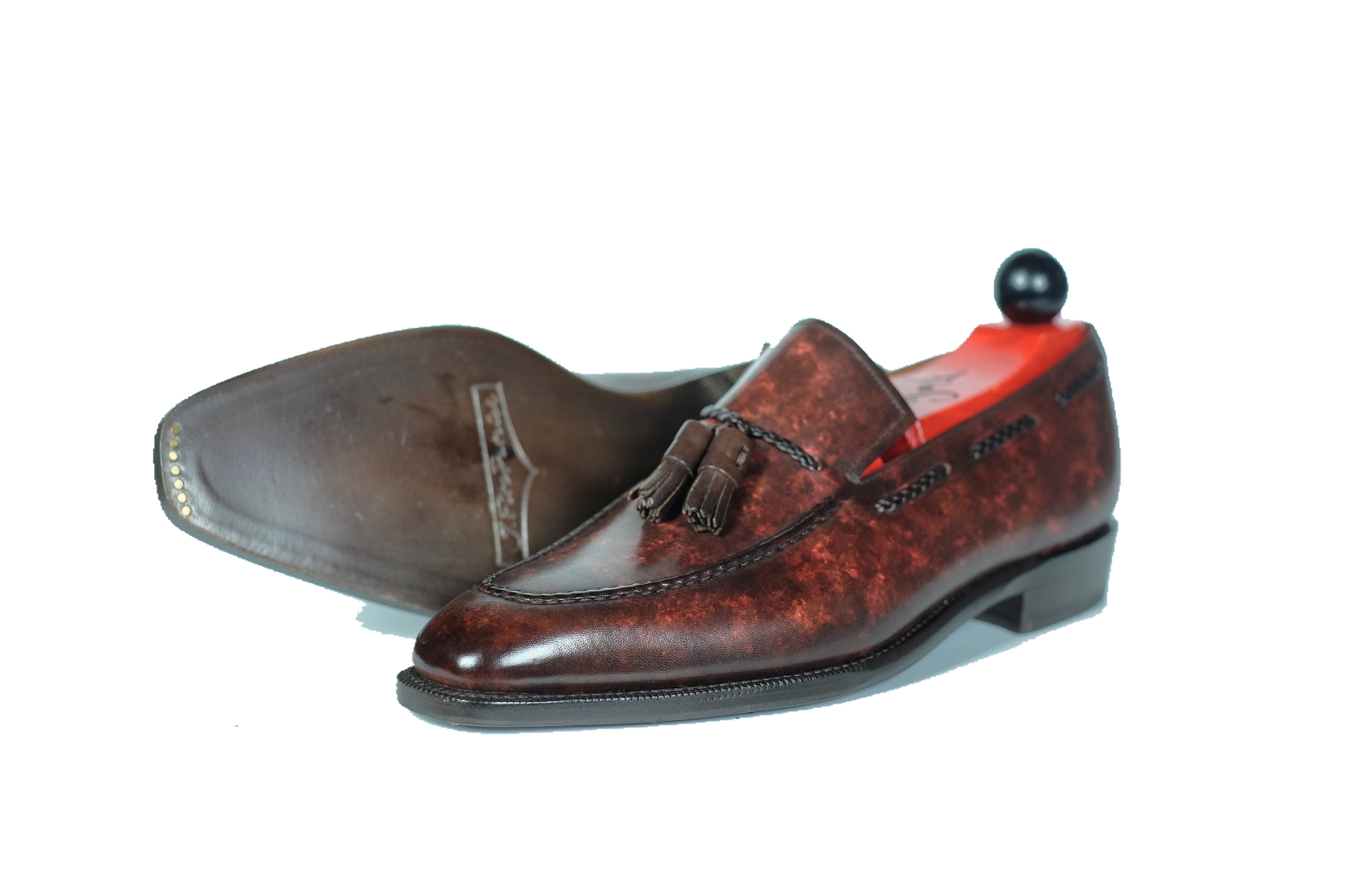 Eskapa - Walnut Marble Patina-Tassel Loafers-J.FitzPatrick Footwear