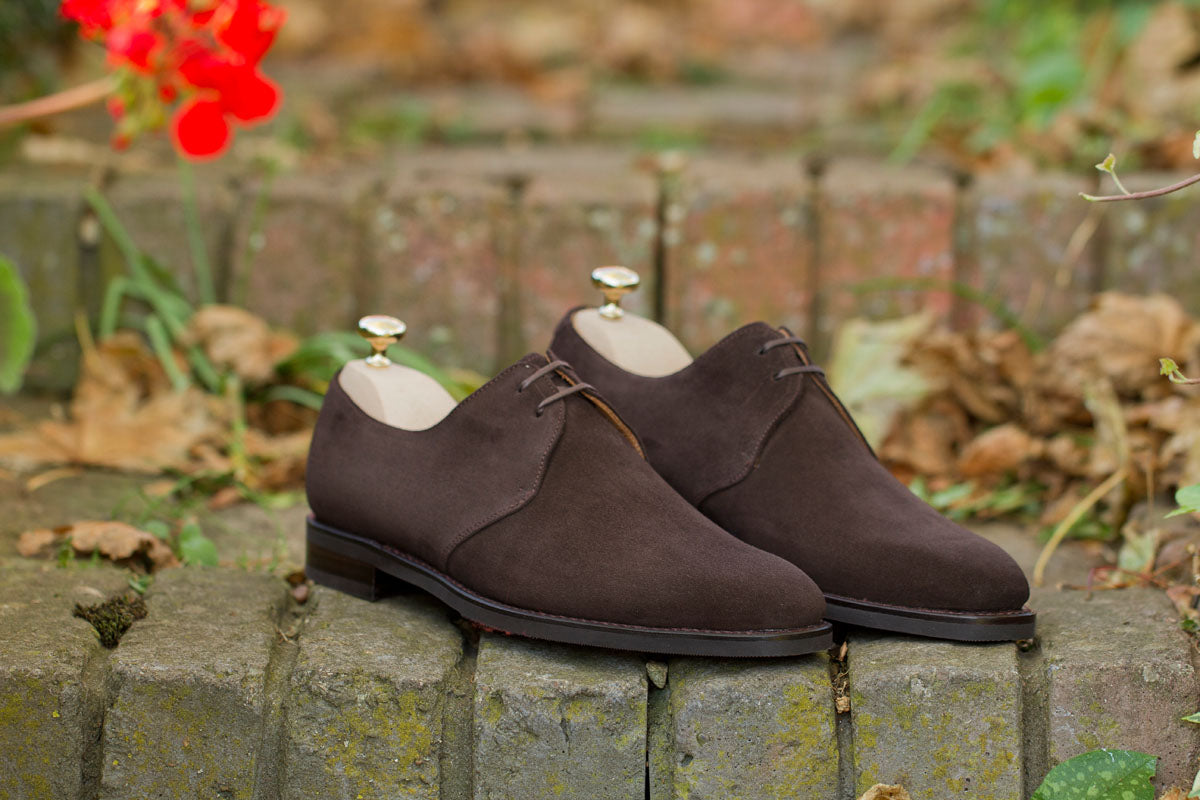 Fremont - MTO - Bitter Chocolate Suede-Made To Order Derbies Derby Two Eyelet-J.FitzPatrick Footwear