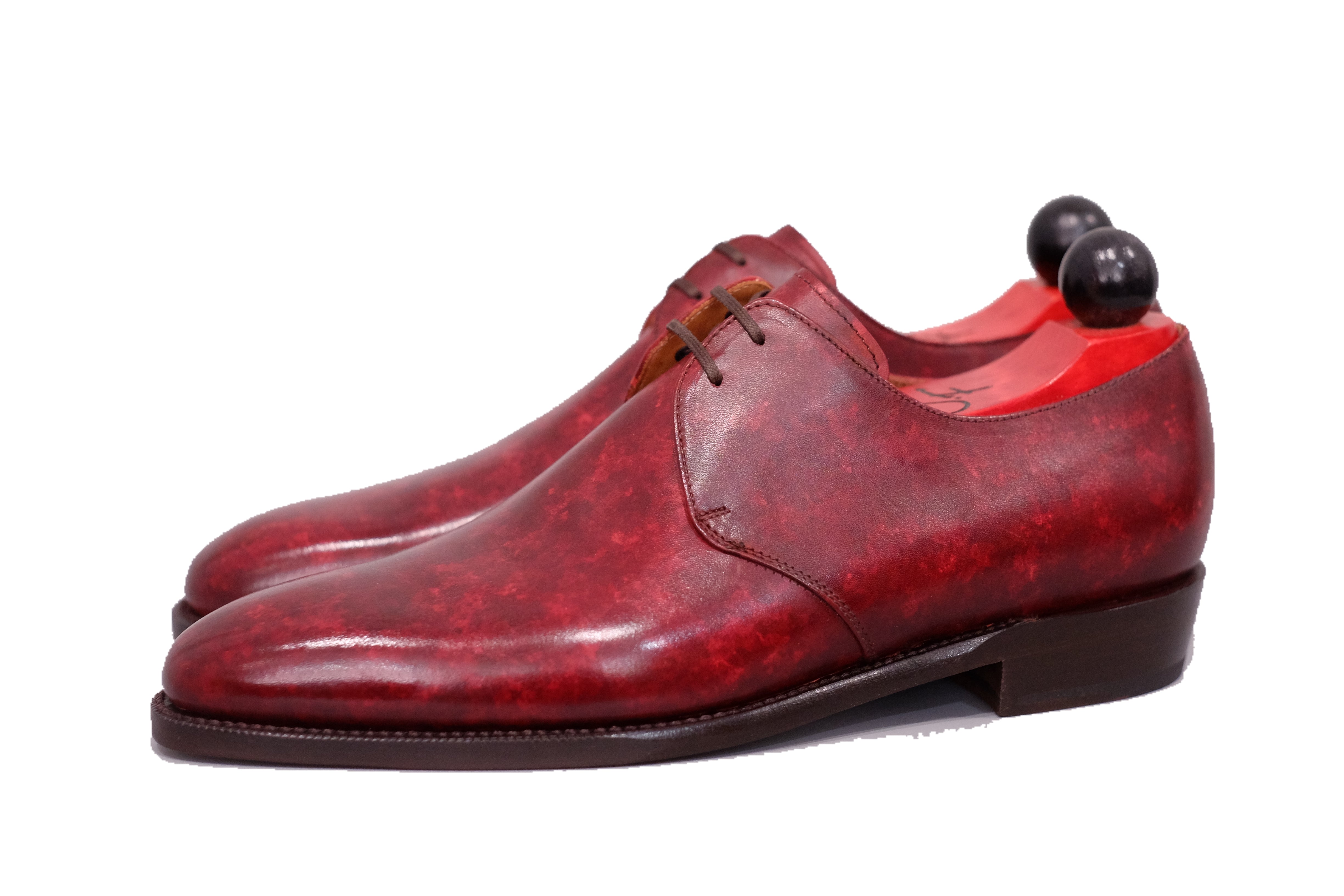 Fremont - MTO - Burgundy Marble Patina-Made To Order Derbies Derby Two Eyelet-J.FitzPatrick Footwear