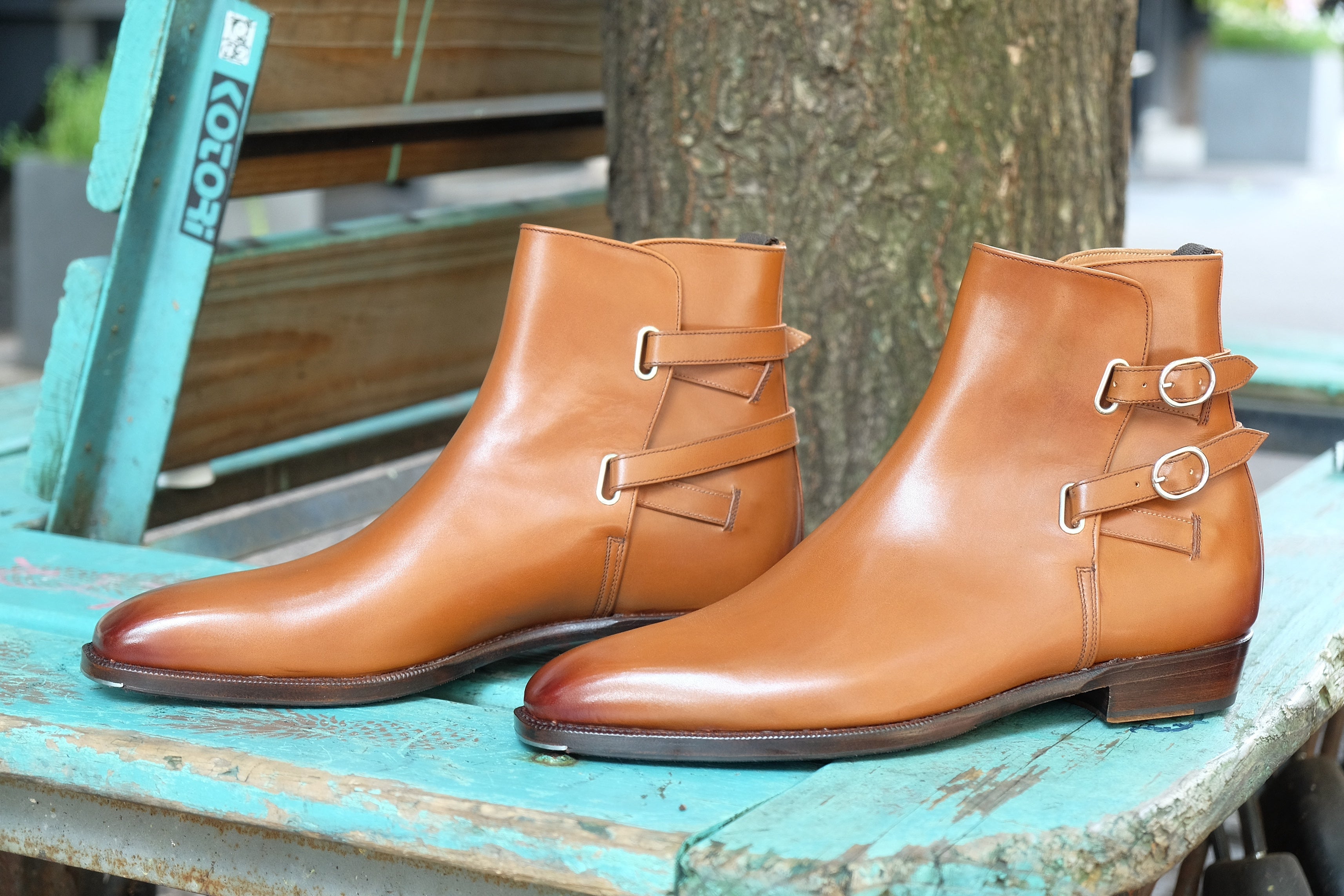 Genesee - MTO - Burnished Tan Calf - MGF Last - Single Leather Sole-Made To Order Jodhpur Boots-J.FitzPatrick Footwear