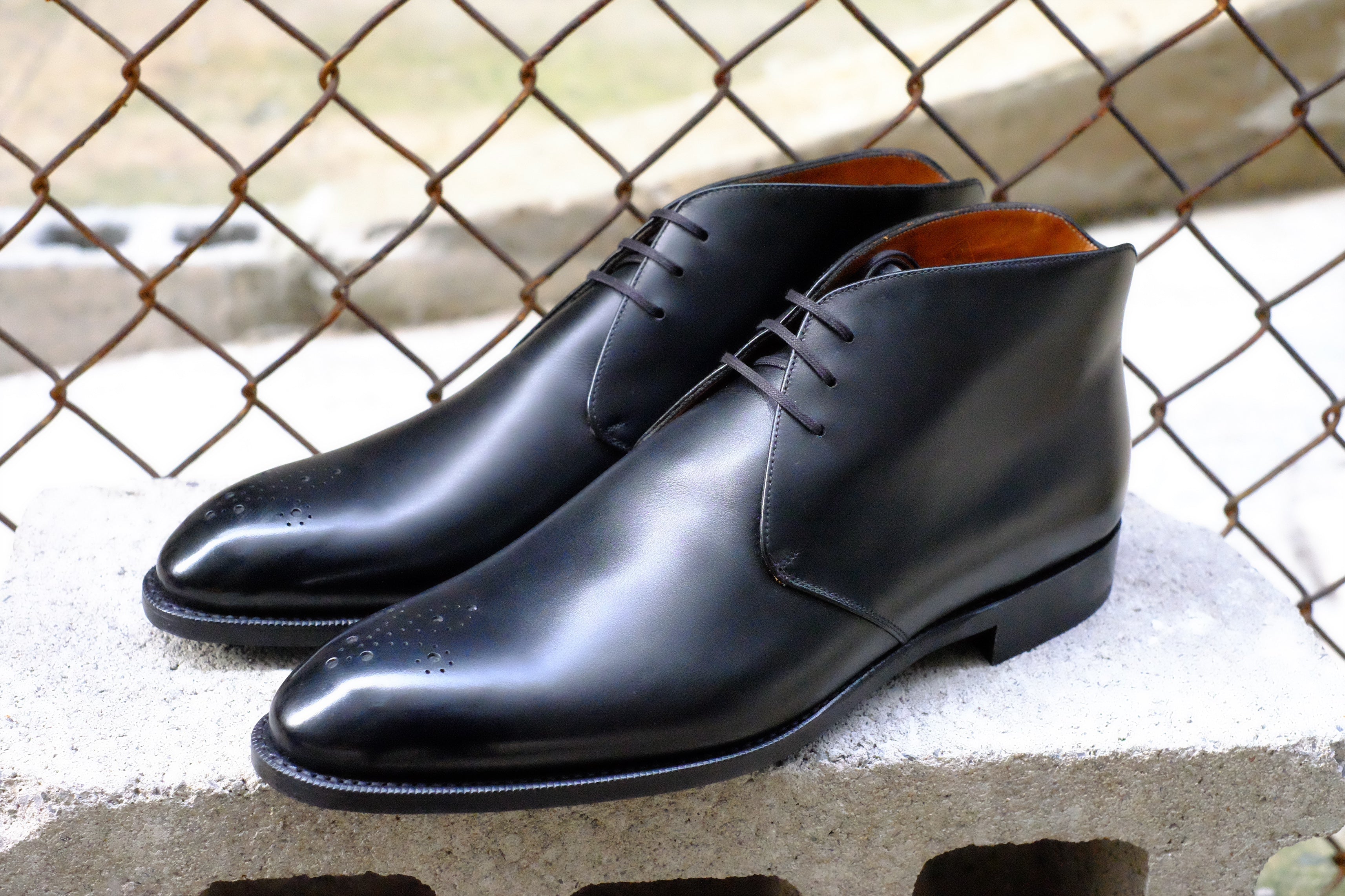 Georgetown - MTO - Black Calf - NGT Last - Single Leather Sole-Made To Order Chukka Boots-J.FitzPatrick Footwear