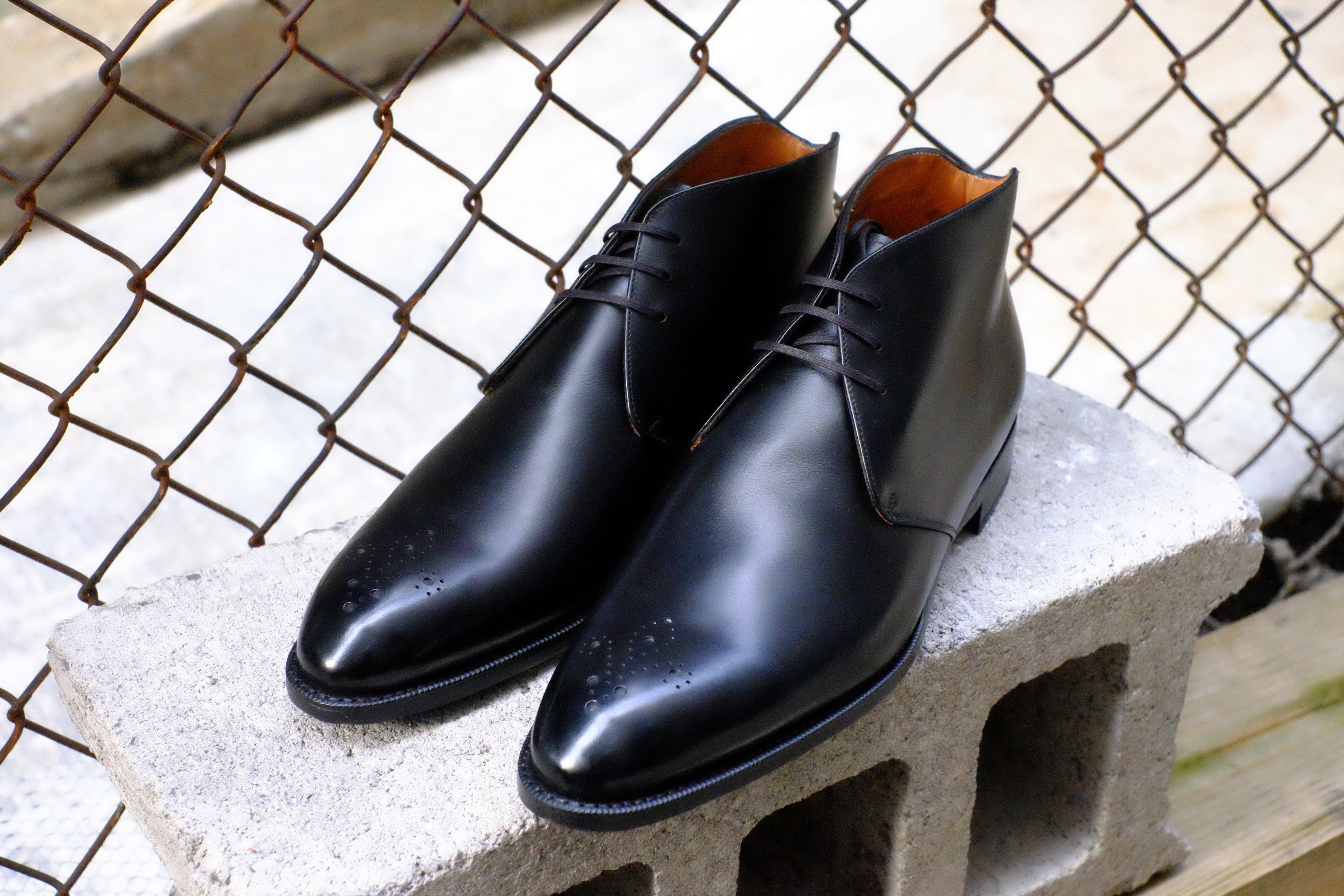 Georgetown - MTO - Black Calf - NGT Last - Single Leather Sole-Made To Order Chukka Boots-J.FitzPatrick Footwear