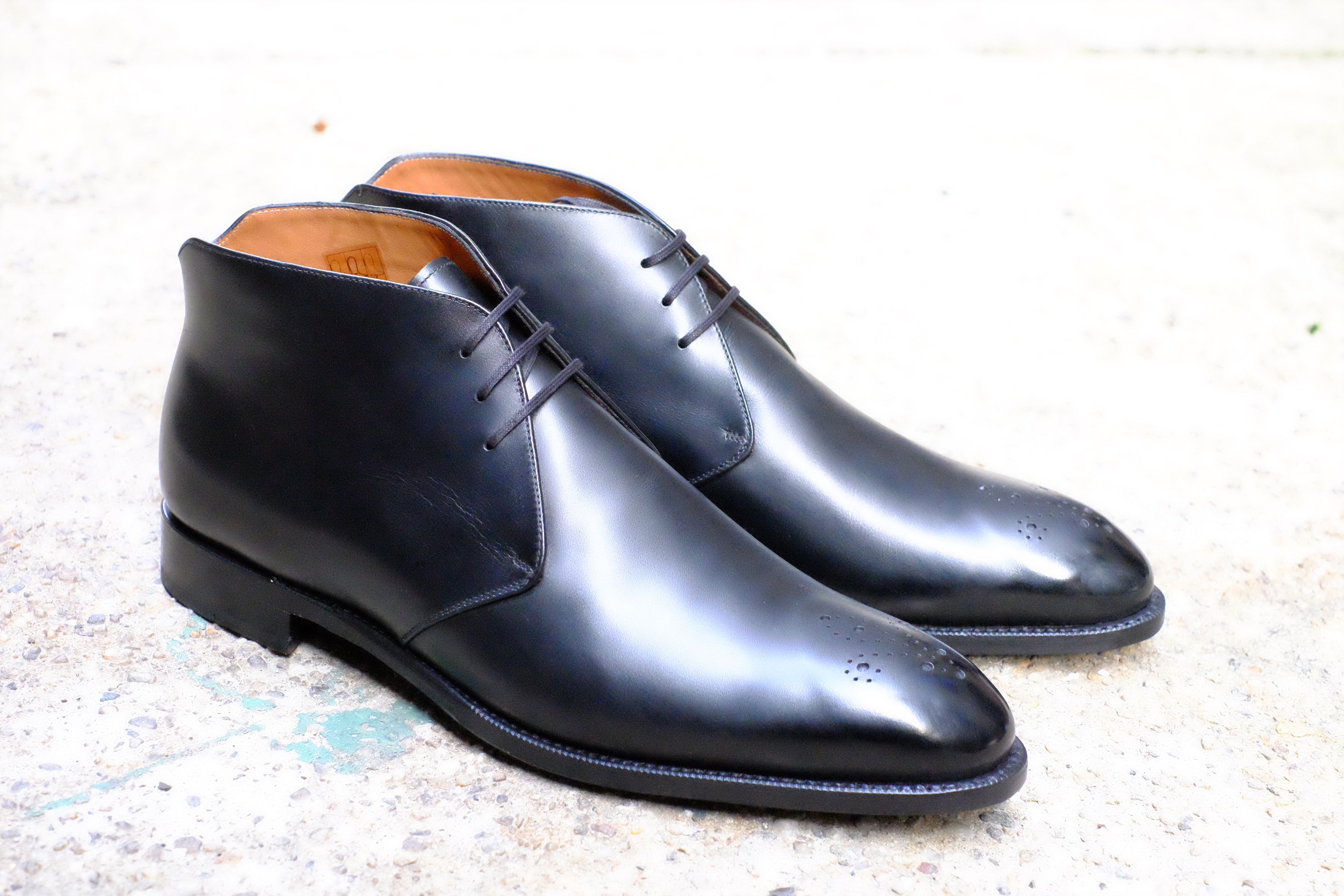 Georgetown - MTO - Black Calf - NGT Last - Single Leather Sole-Made To Order Chukka Boots-J.FitzPatrick Footwear