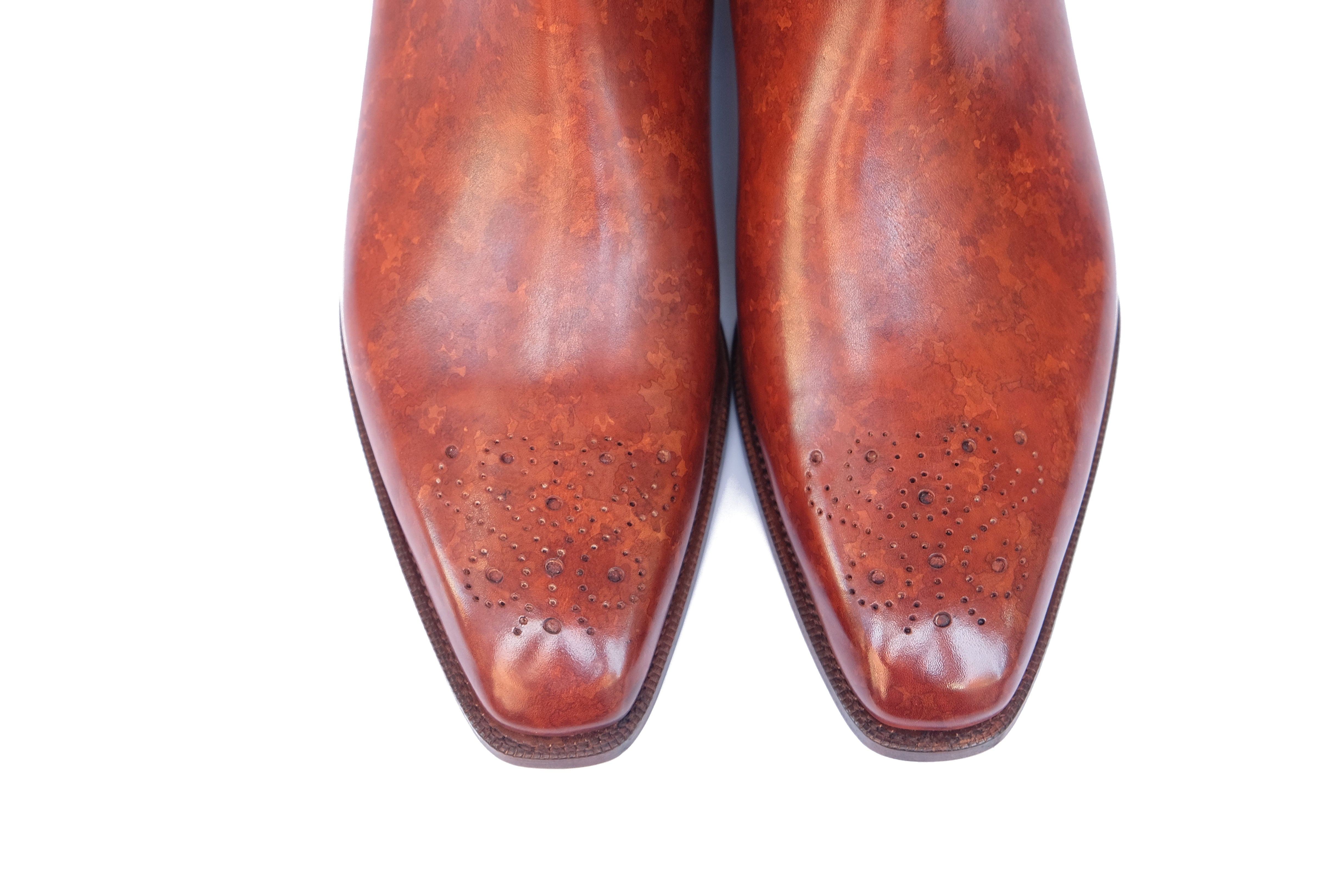 Highland - MTO - Gold Marble Patina - MGF Last - Single City Rubber Sole-Made To Order Chelsea Boot Medallion-J.FitzPatrick Footwear