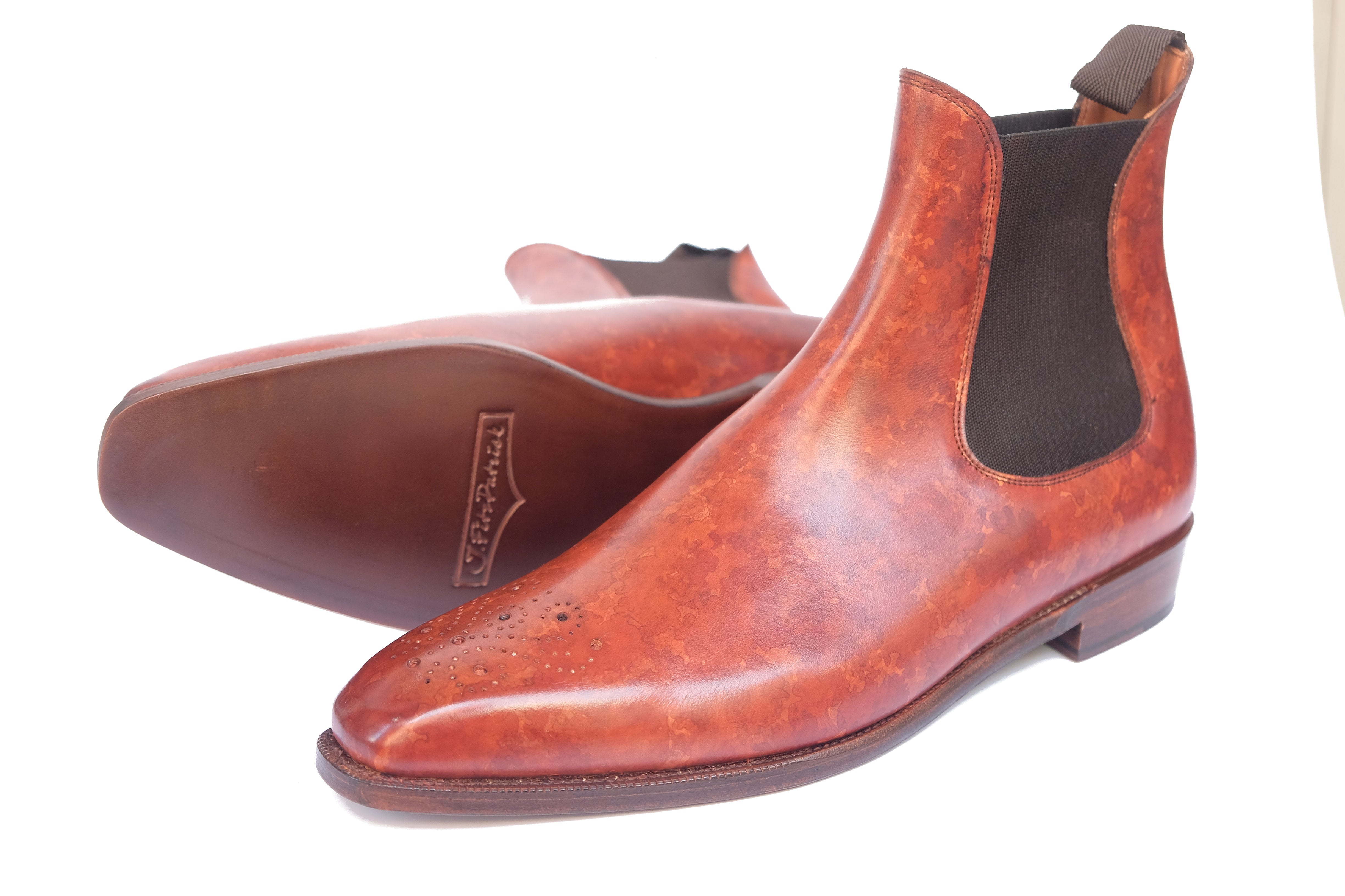 Highland - MTO - Gold Marble Patina - MGF Last - Single City Rubber Sole-Made To Order Chelsea Boot Medallion-J.FitzPatrick Footwear