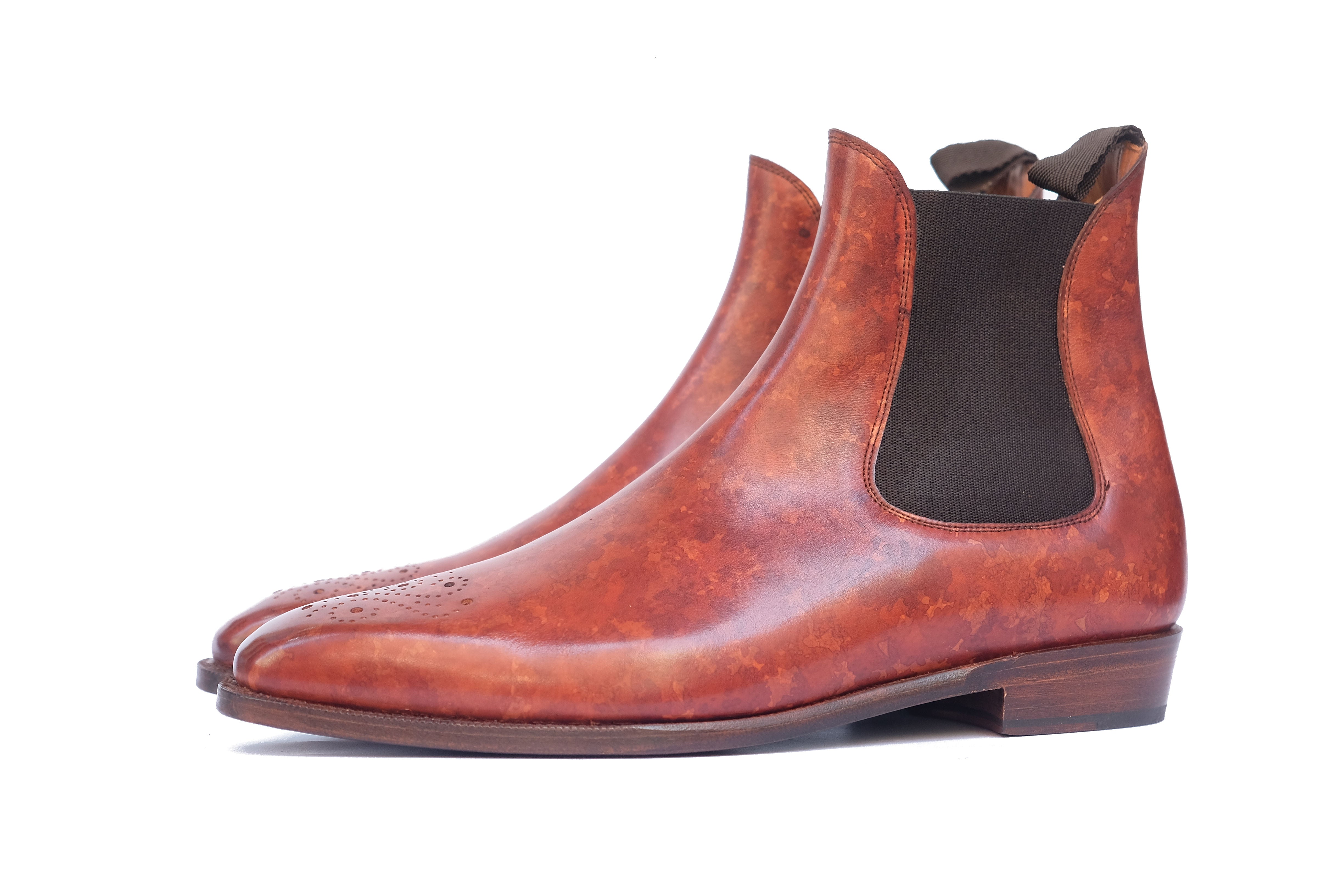 Highland - MTO - Gold Marble Patina - MGF Last - Single City Rubber Sole-Made To Order Chelsea Boot Medallion-J.FitzPatrick Footwear