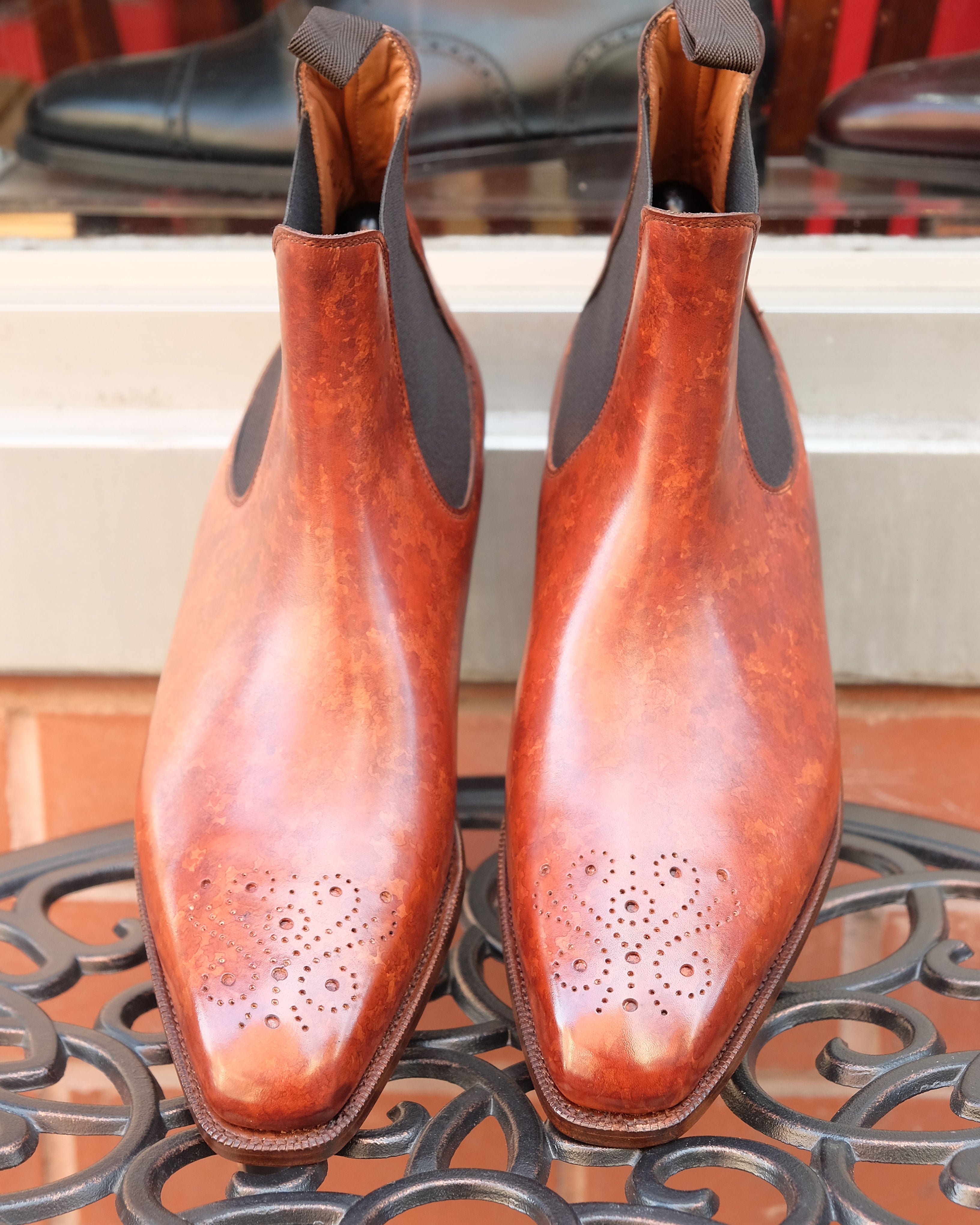 Highland - MTO - Gold Marble Patina - MGF Last - Single City Rubber Sole-Made To Order Chelsea Boot Medallion-J.FitzPatrick Footwear