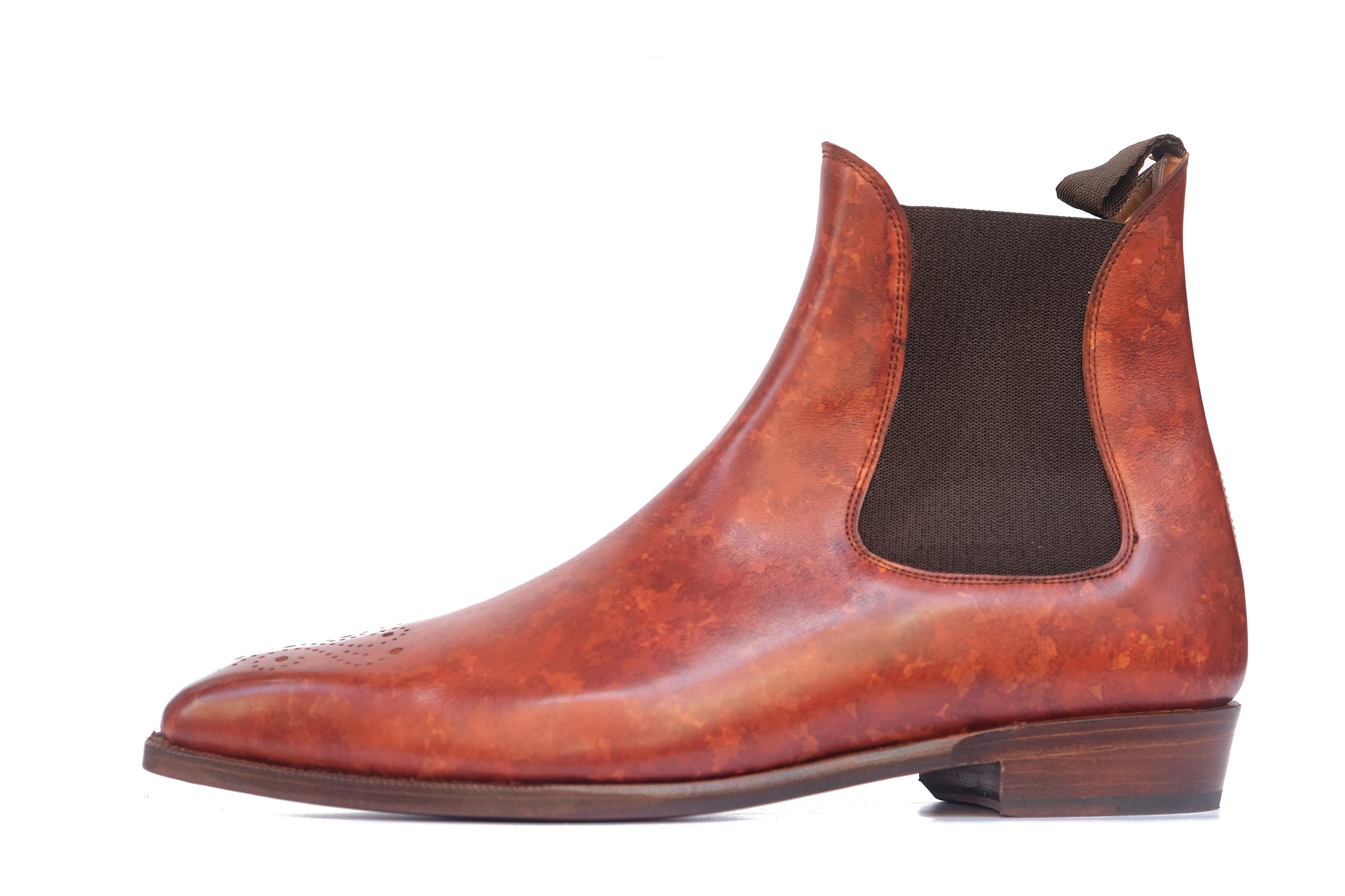 Highland - MTO - Gold Marble Patina - MGF Last - Single City Rubber Sole-Made To Order Chelsea Boot Medallion-J.FitzPatrick Footwear