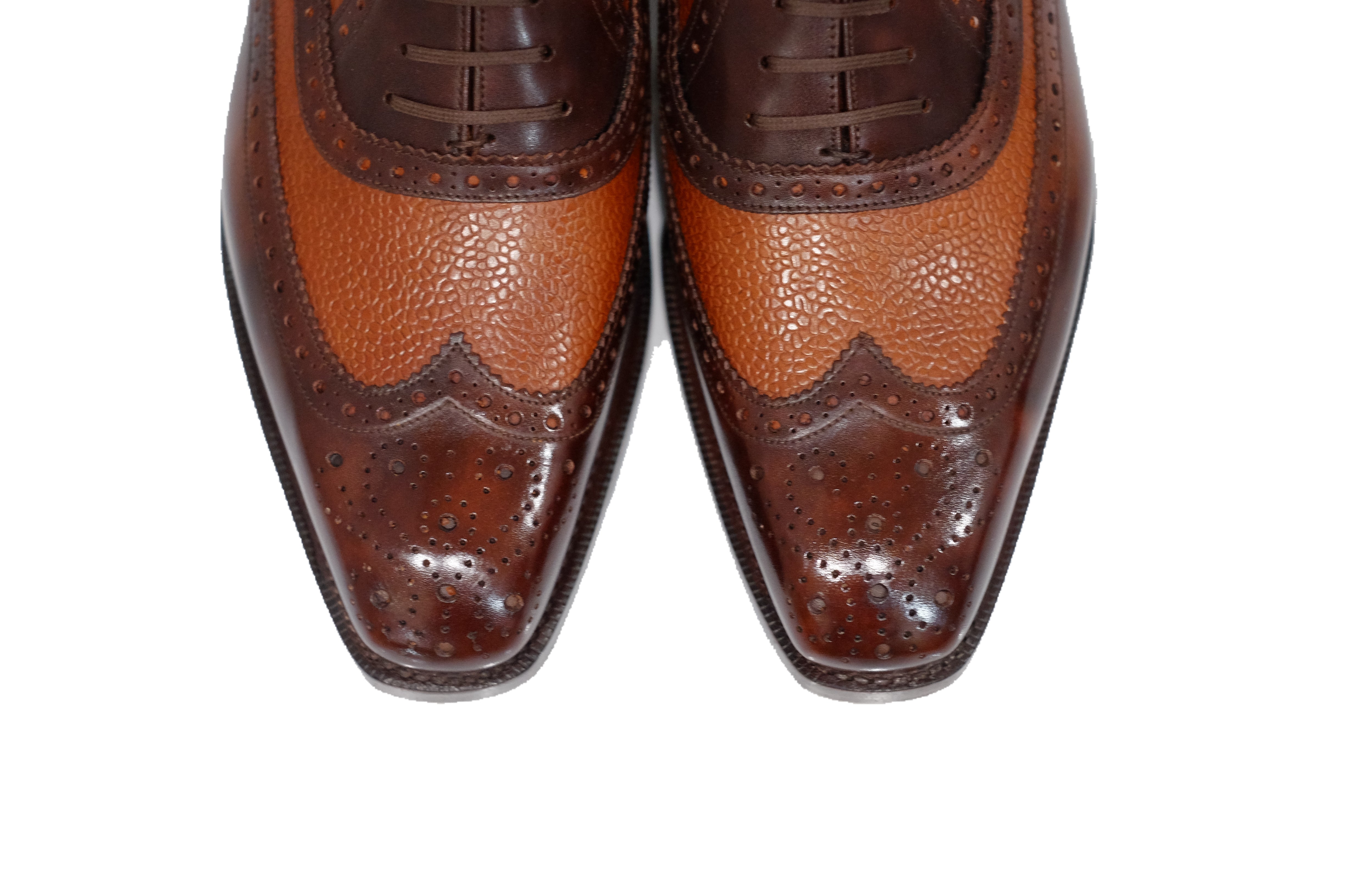 Kitsap - MTO - Dark Brown Museum Calf / Tan Grain - MGF Last - Double Leather Sole-Made To Order Wingtip Brogue Oxfords Spectator-J.FitzPatrick Footwear