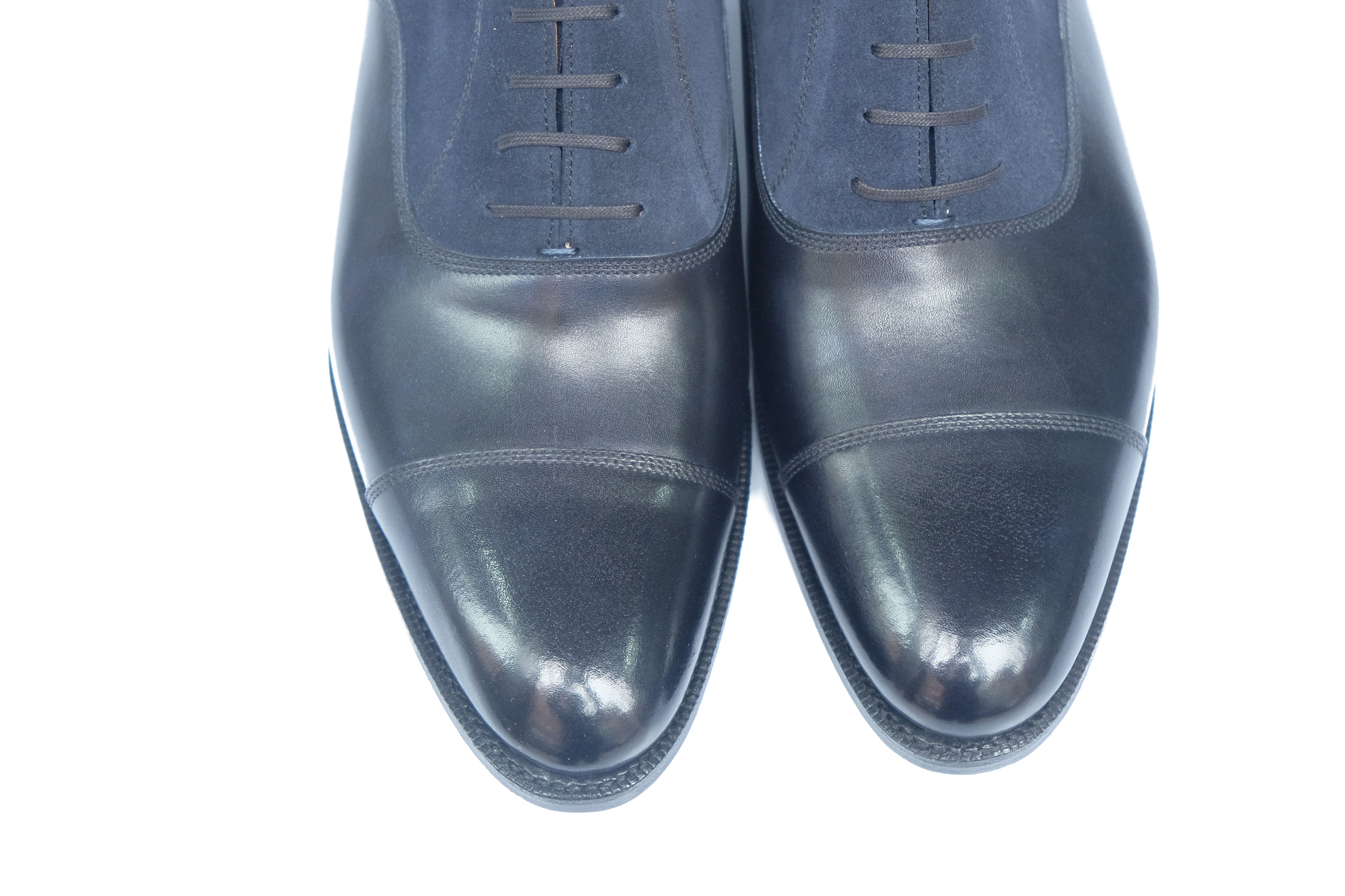 Magnolia - MTO - Navy Museum Calf / Navy Suede - TMG Last - Single Leather Sole-Made To Order Classic Captoe Cap Toe Oxfords-J.FitzPatrick Footwear