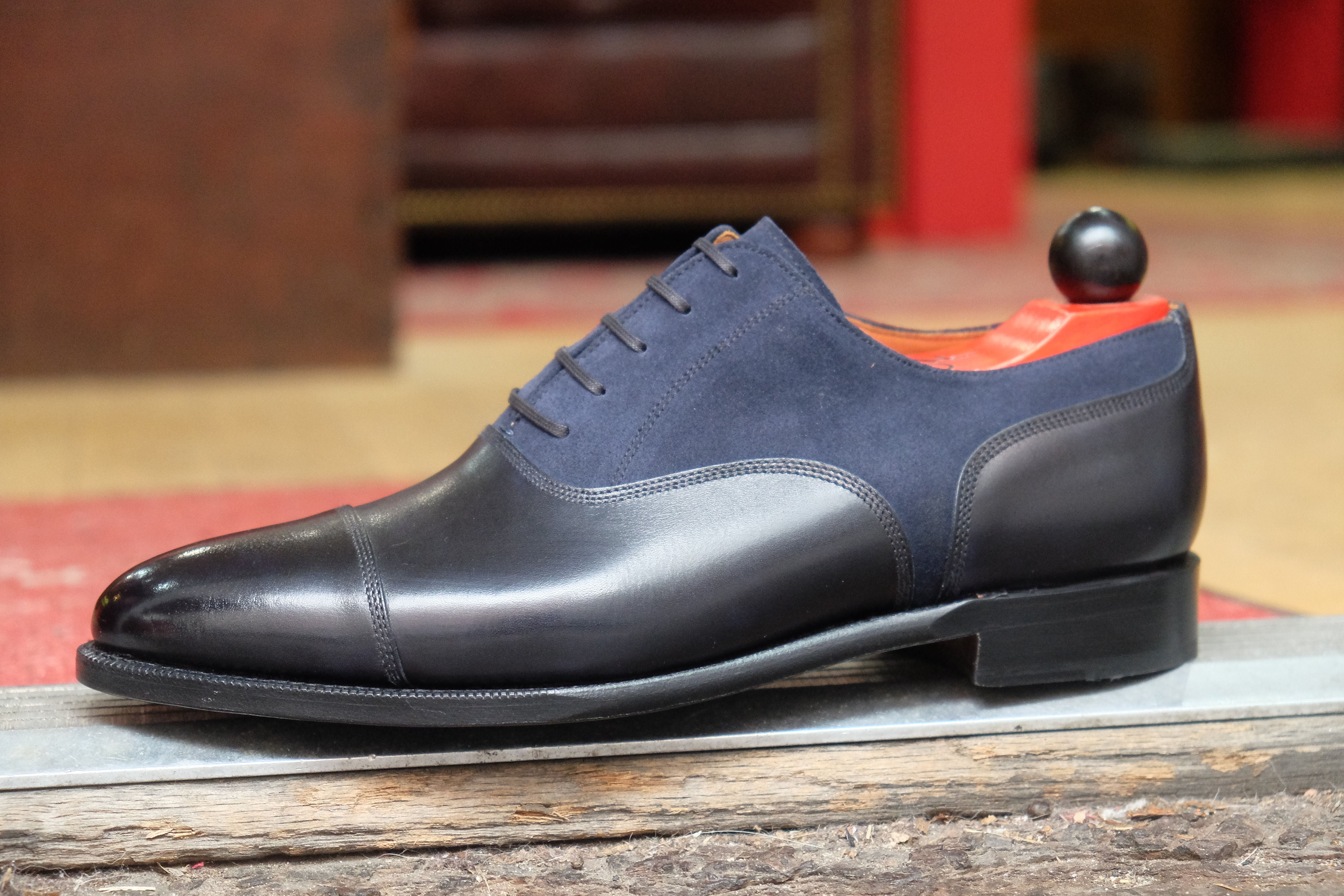 Magnolia - MTO - Navy Museum Calf / Navy Suede - TMG Last - Single Leather Sole-Made To Order Classic Captoe Cap Toe Oxfords-J.FitzPatrick Footwear