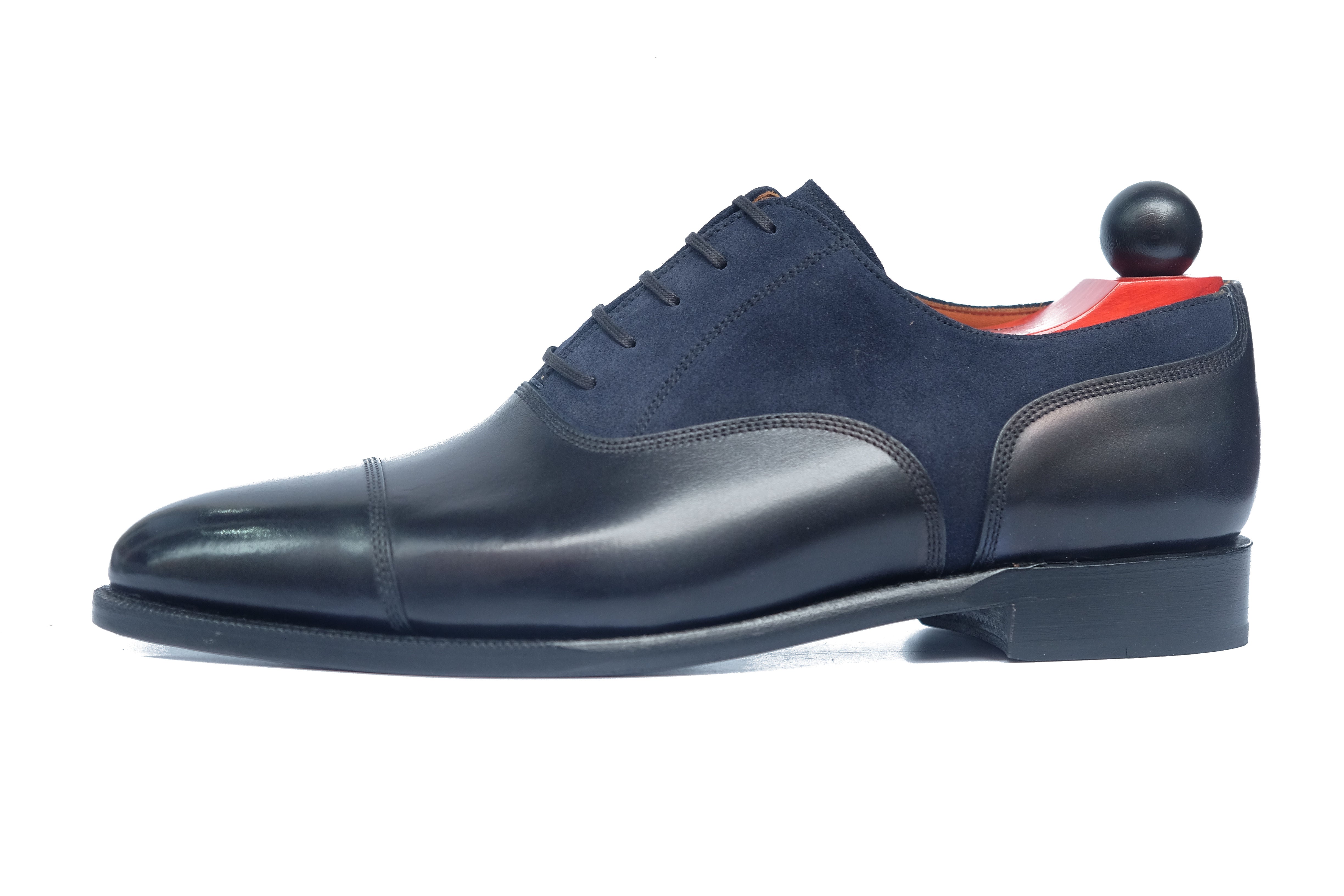 Magnolia - MTO - Navy Museum Calf / Navy Suede - TMG Last - Single Leather Sole-Made To Order Classic Captoe Cap Toe Oxfords-J.FitzPatrick Footwear