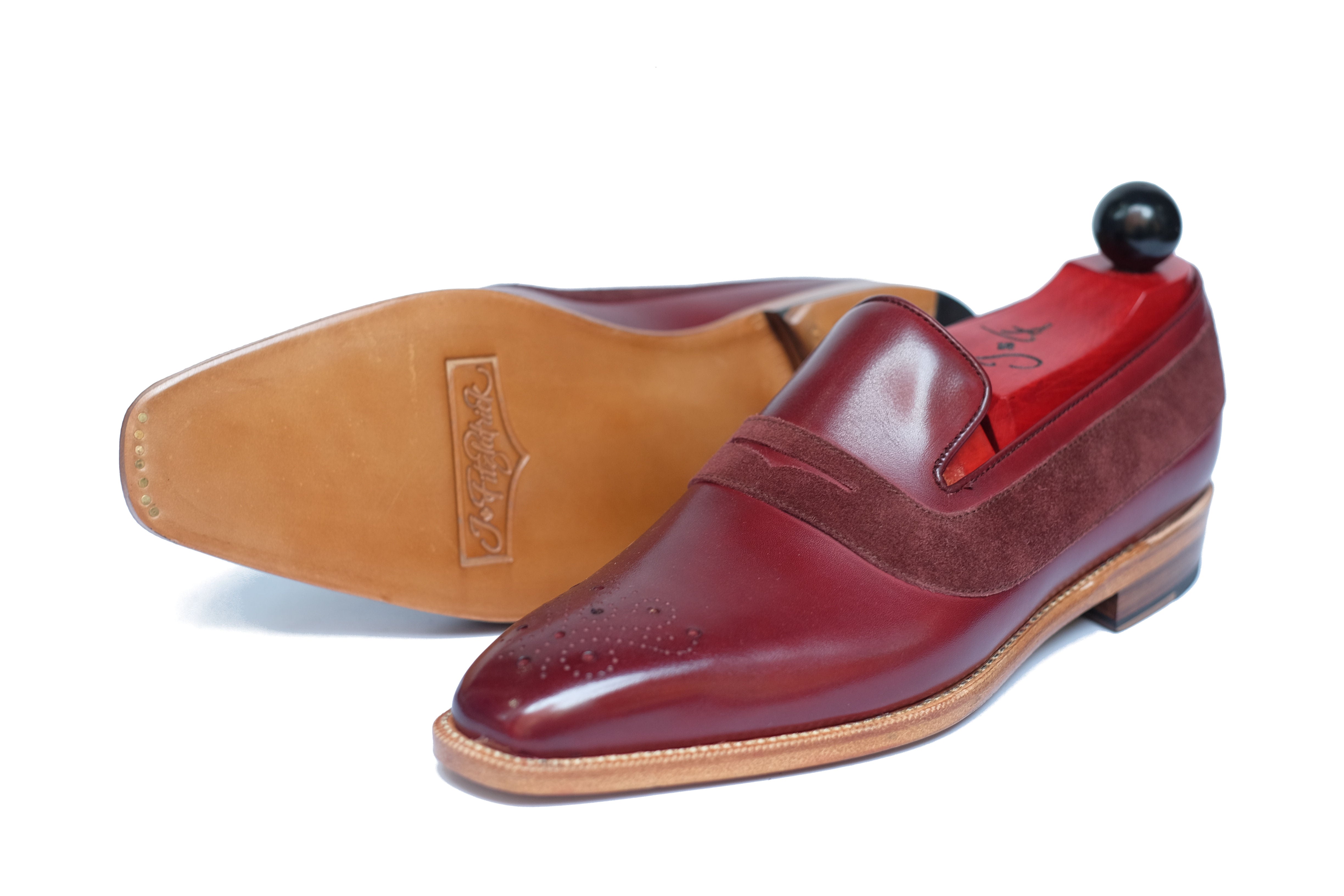 Marcos - MTO - Burgundy Calf / Burgundy Suede - LPB Last - Single Leather Sole-Made To Order Strap Loafer-J.FitzPatrick Footwear