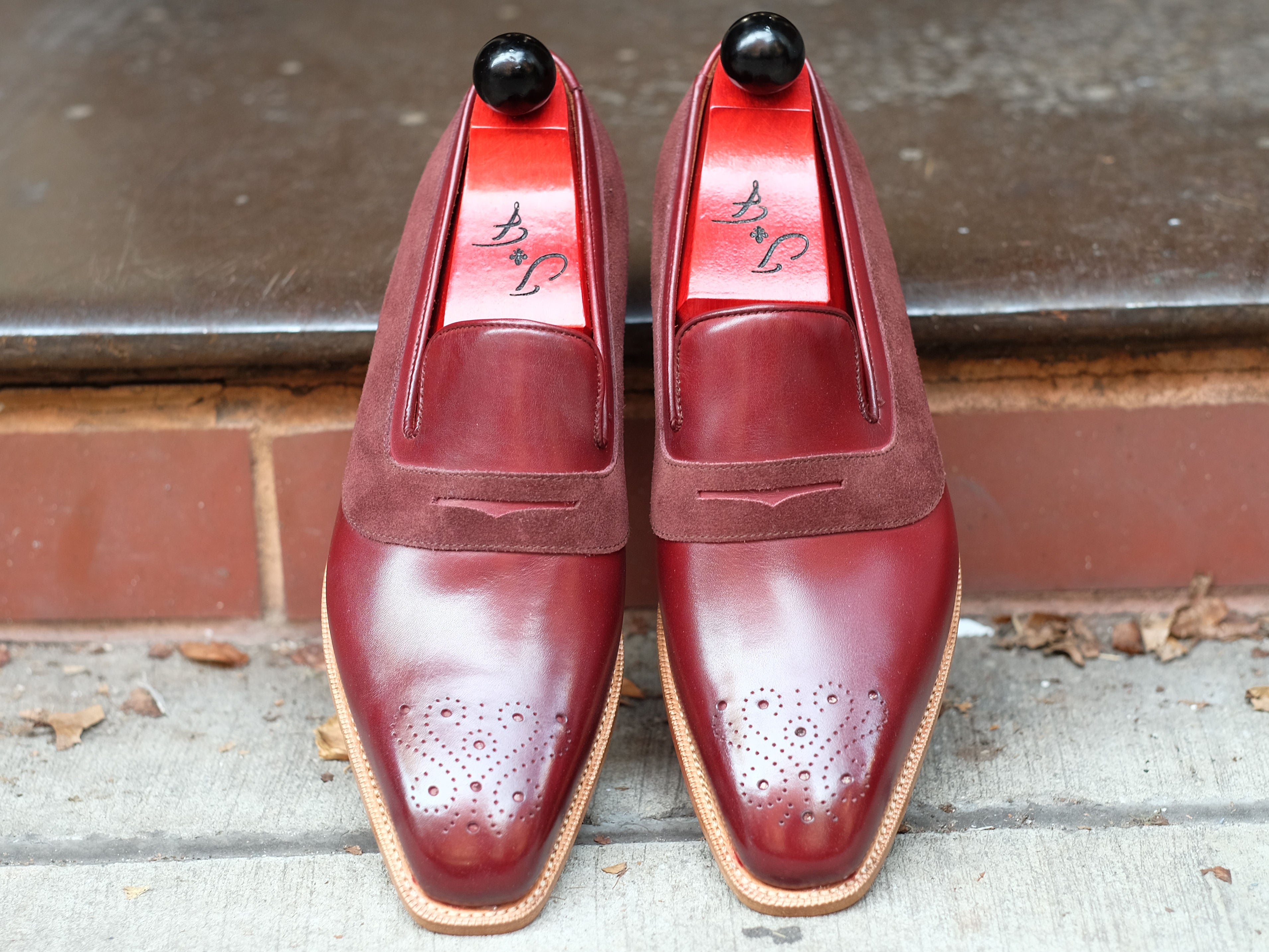 Marcos - MTO - Burgundy Calf / Burgundy Suede - LPB Last - Single Leather Sole-Made To Order Strap Loafer-J.FitzPatrick Footwear