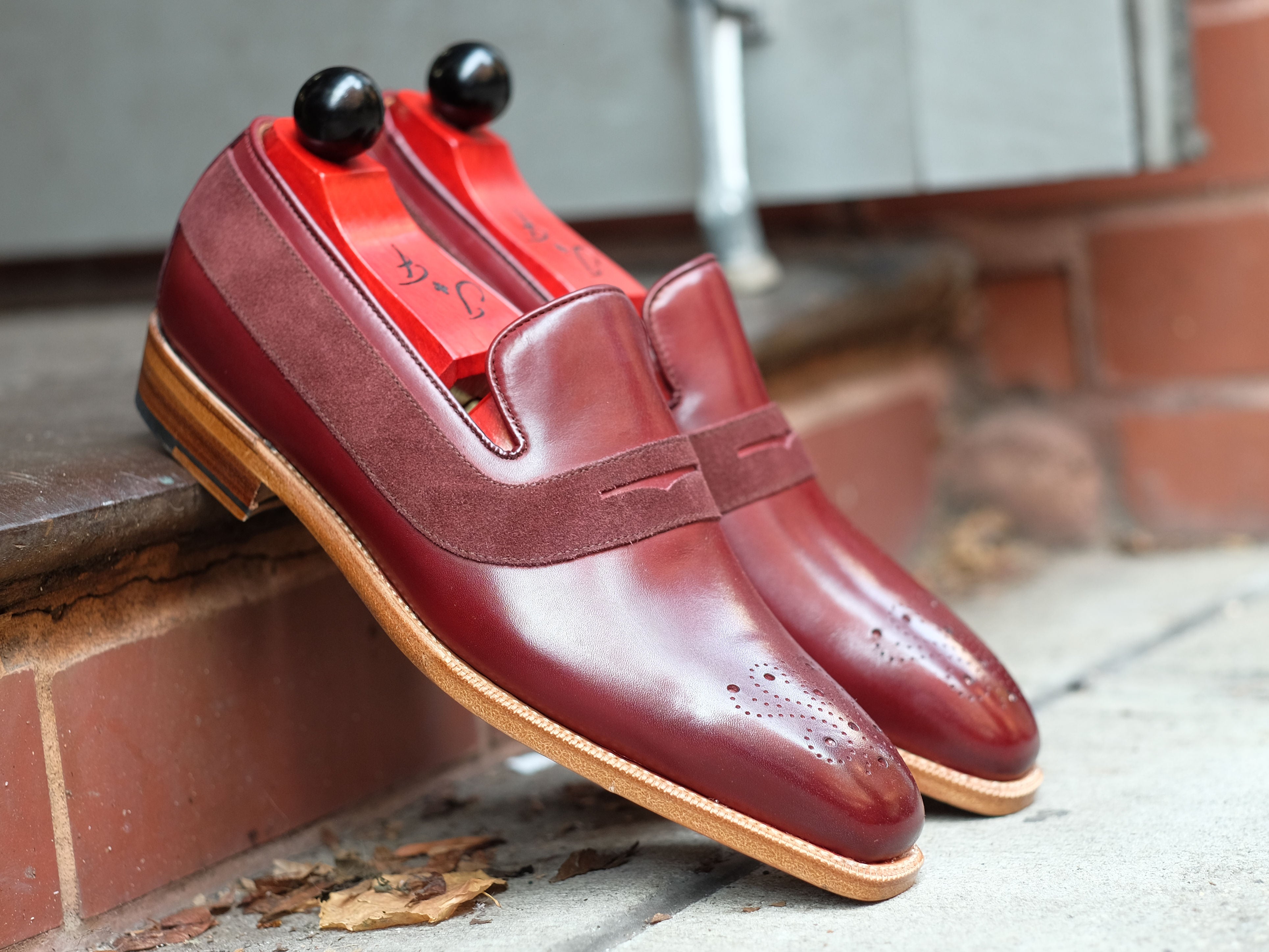 Marcos - MTO - Burgundy Calf / Burgundy Suede - LPB Last - Single Leather Sole-Made To Order Strap Loafer-J.FitzPatrick Footwear
